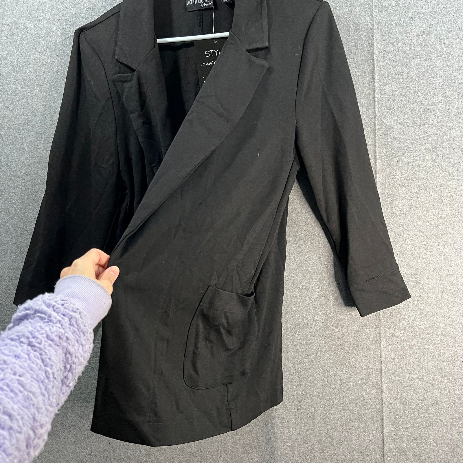 Other Attitudes by Renee Ponte Open-Front Girlfriend Blazer Black Size M / US 6-8 / IT 42-44 - 5 Thumbnail