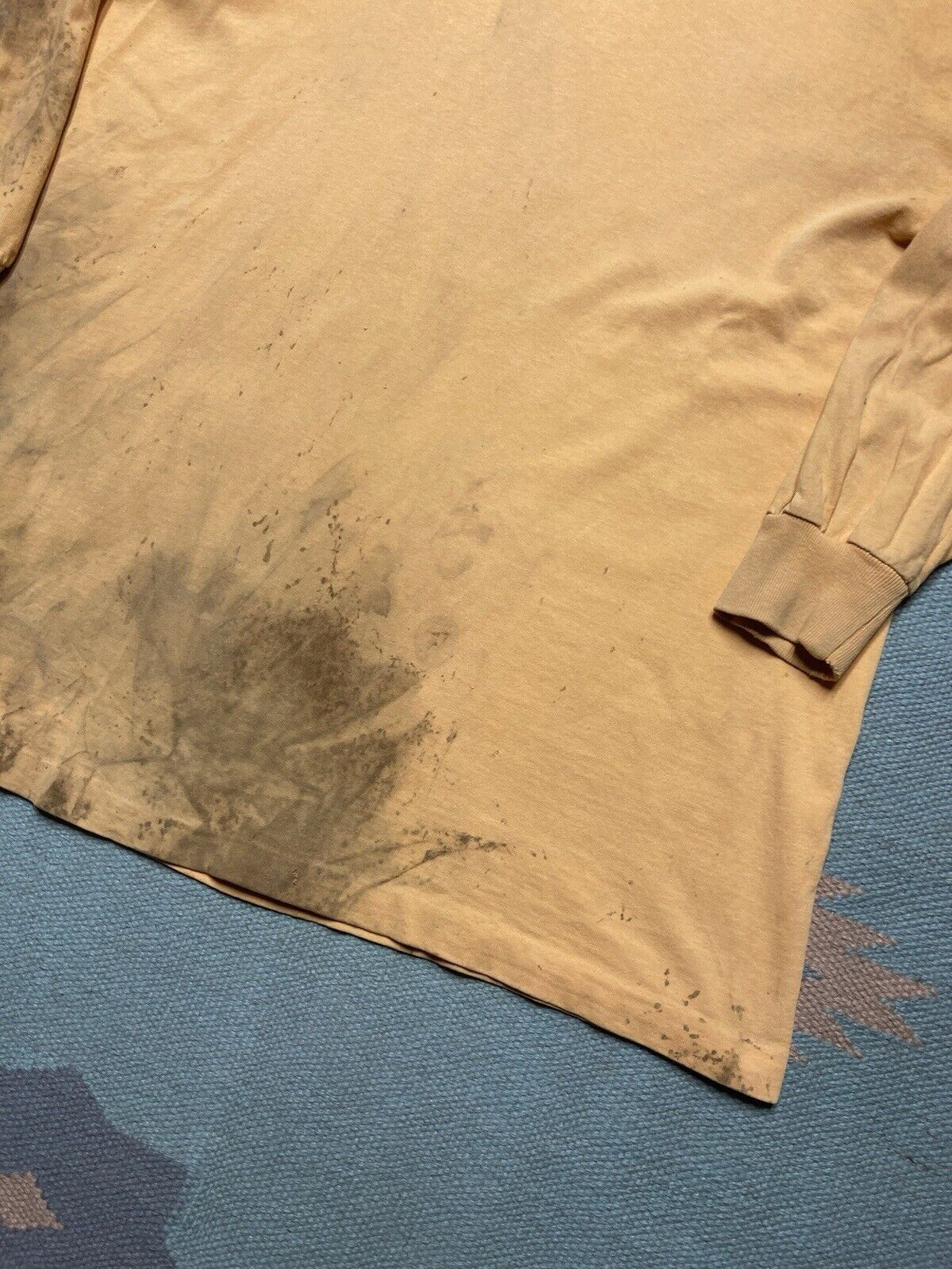 Vintage VTG 60s t shirt mock neck cotton soft distressed stained XL Size US XL / EU 56 / 4 - 3 Thumbnail