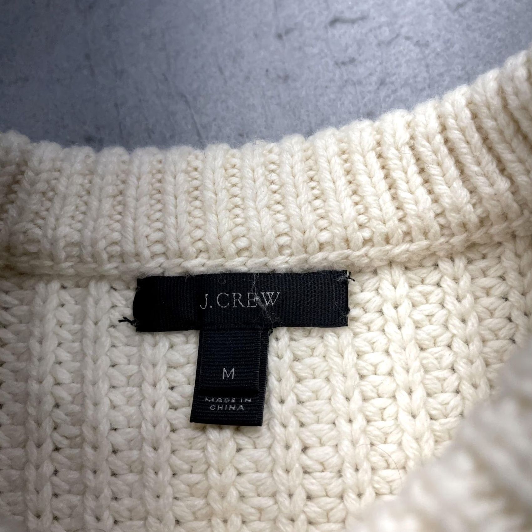 J.Crew J.CREW Sweater Womens Medium White Cable-Knit Fringe Tunic Long Sleeve Crew Neck Heavyweight Cotton Nylon Wool Size M / US 6-8 / IT 42-44 - 5 Thumbnail