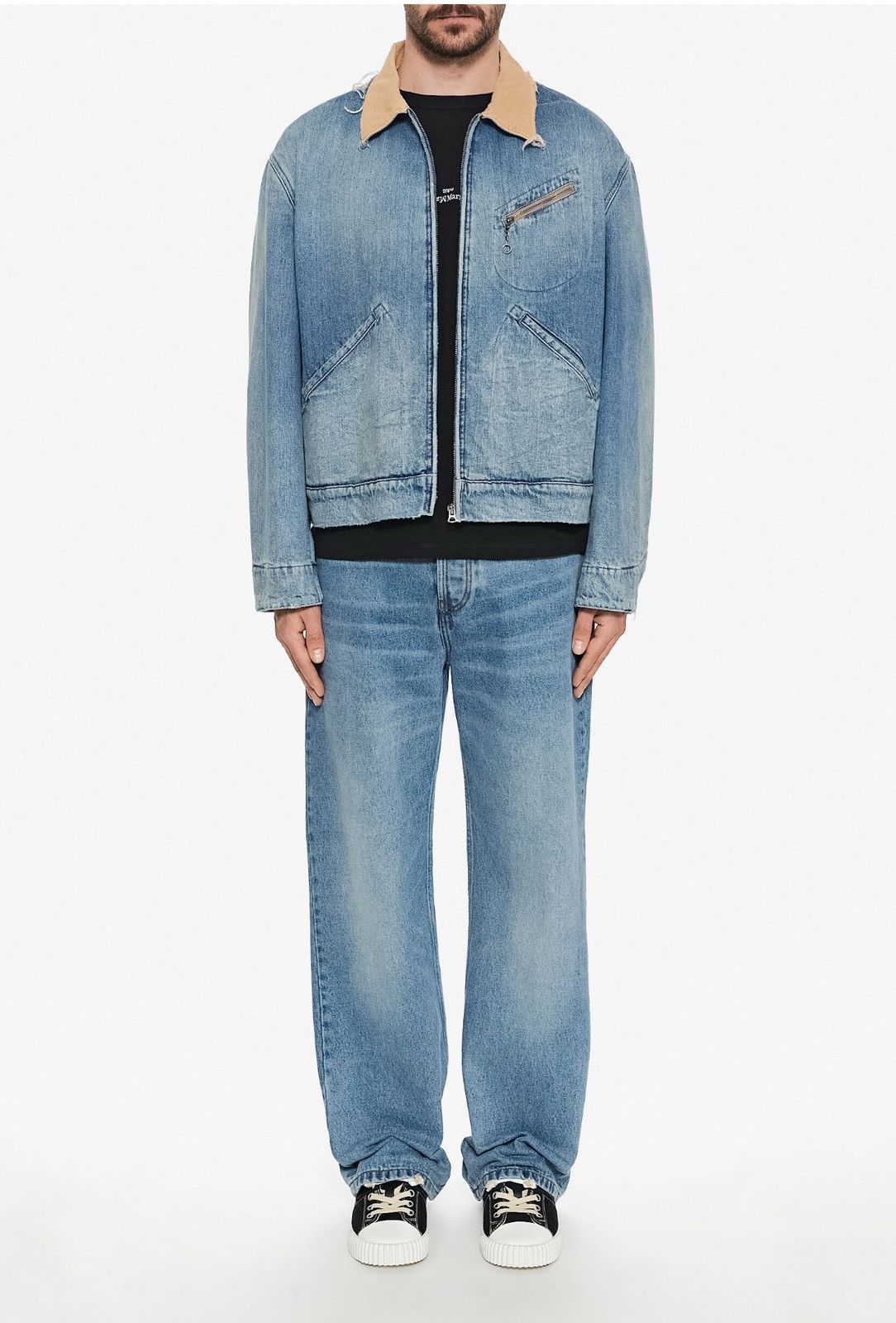 Maison Margiela Last Maison Margiela Corduroy Collar Distressed Denim Jacket Size US L / EU 52-54 / 3 - 4 Thumbnail