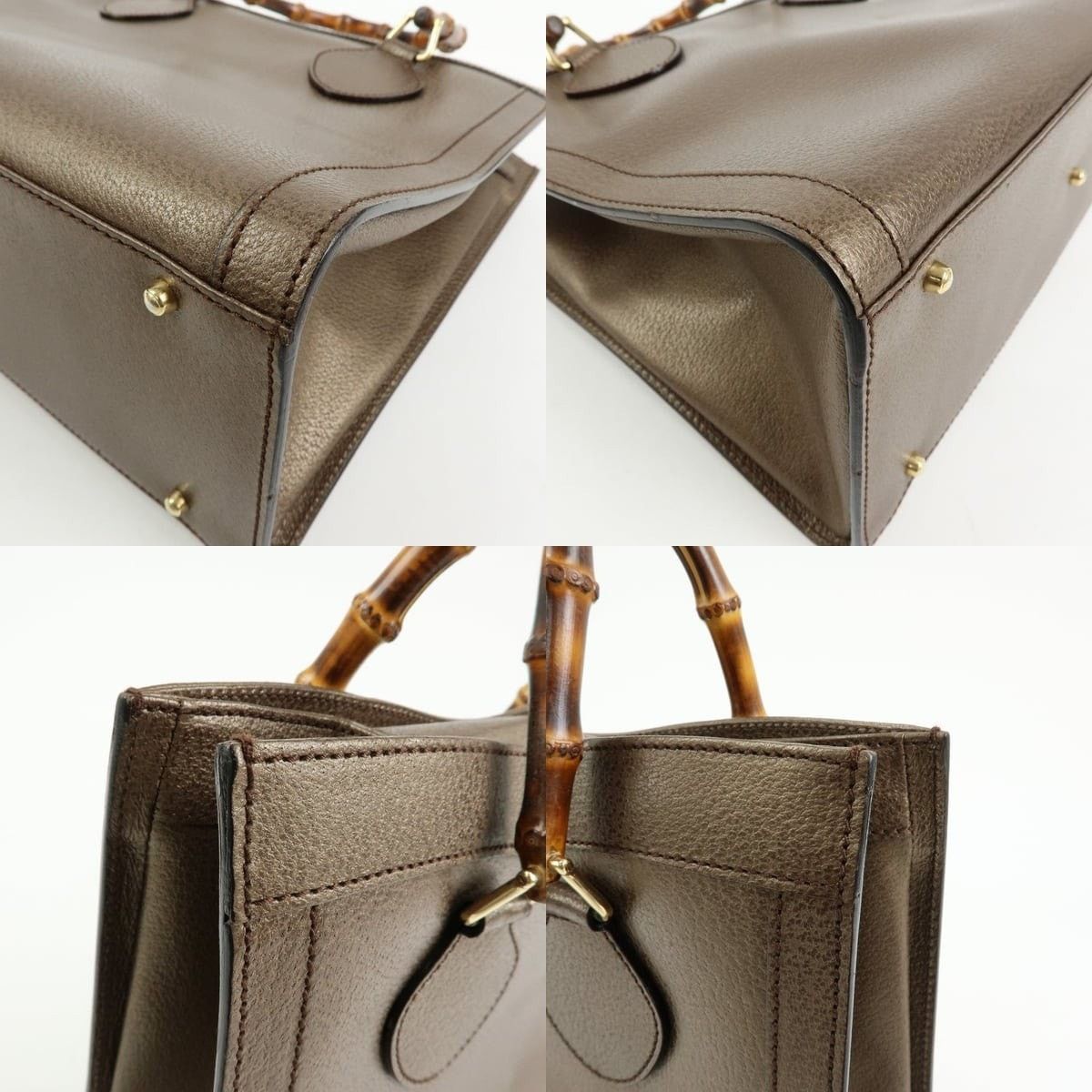 Gucci Gucci Bamboo Calfskin Top Handle Bag Brown Size ONE SIZE - 5 Thumbnail