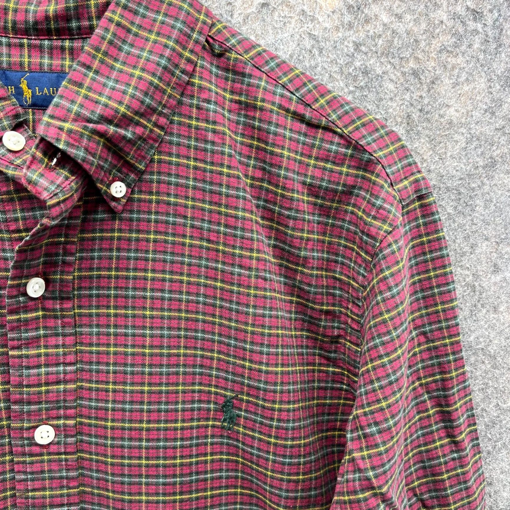 Polo Ralph Lauren VINTAGE Polo Ralph Lauren Shirt Men Large Adult Red Yellow Plaid Pony Button-Down Long Sleeve 46 in Chest Size US L / EU 52-54 / 3 - 6 Thumbnail