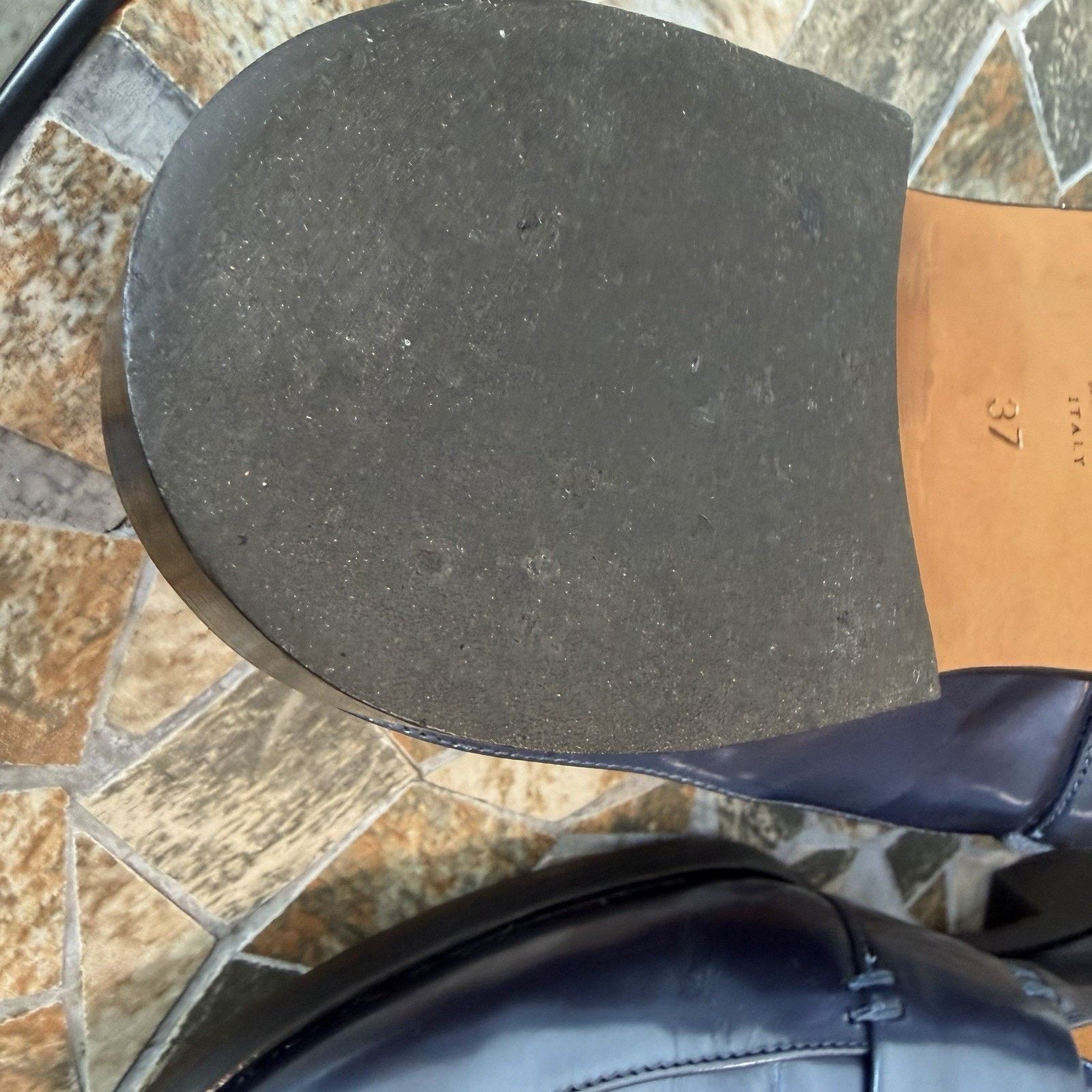 M.Gemi M.Gemi Leather Slide Loafers Navy Blue EU 37Made in Italy Size US 6.5 / IT 36.5 - 4 Thumbnail