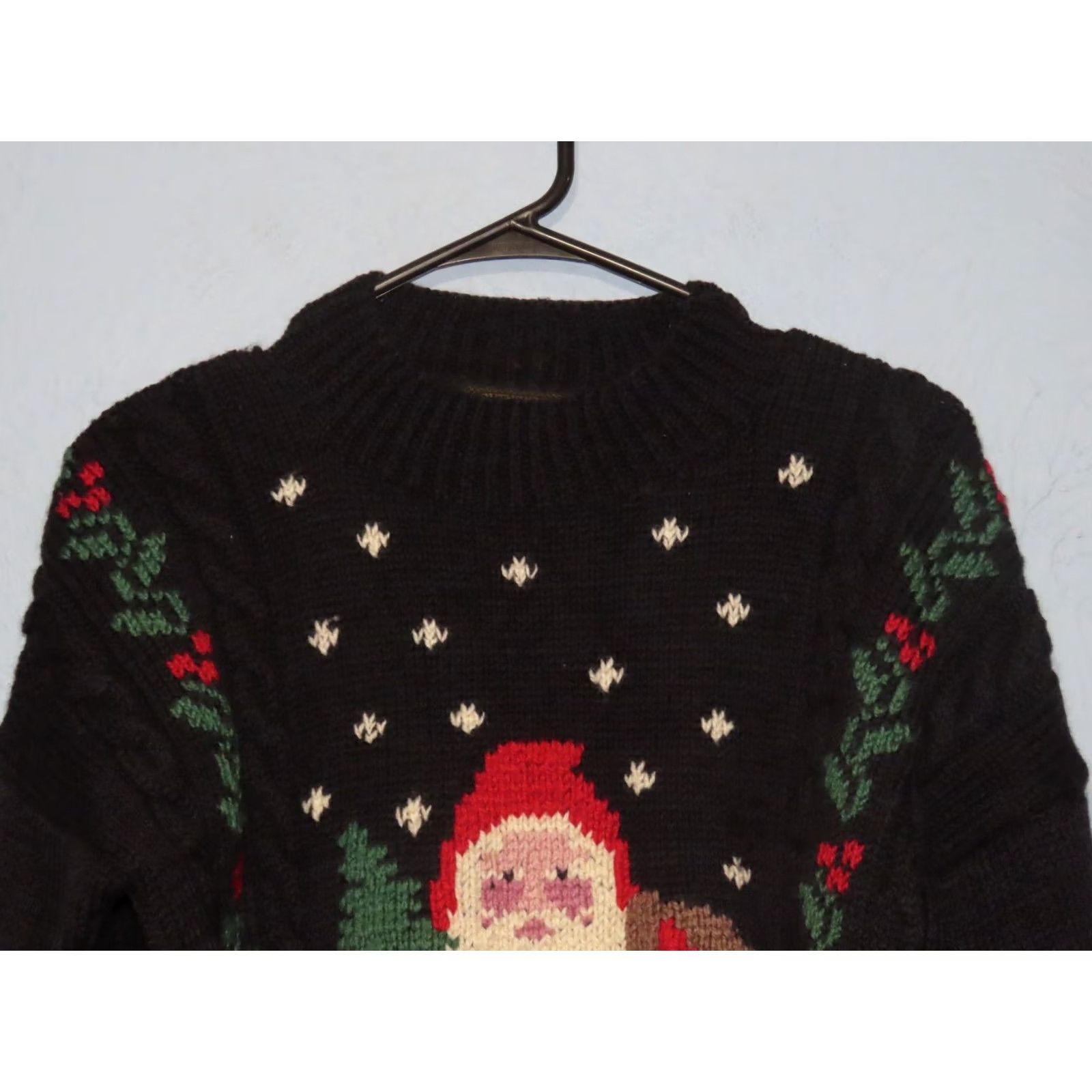 Vintage VINTAGE South Wool Santa Christmas Holiday Sweater 100% Wool Hand Knitted Uruguay Large Blue Crew Neck Long Sleeve Women's Pullover Christmas Theme Size M / US 6-8 / IT 42-44 - 4 Thumbnail