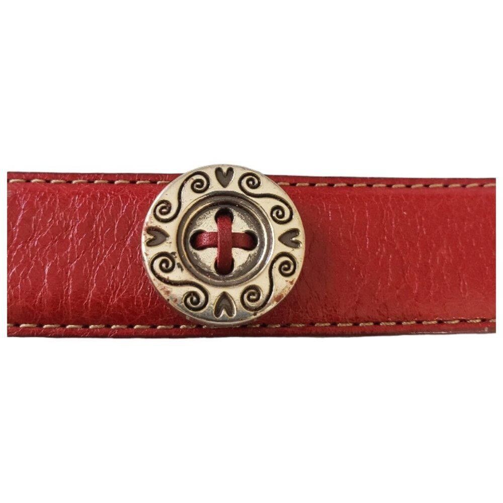 Brighton Brighton Red Heart Embellished Leather Belt Size ONE SIZE - 4 Thumbnail