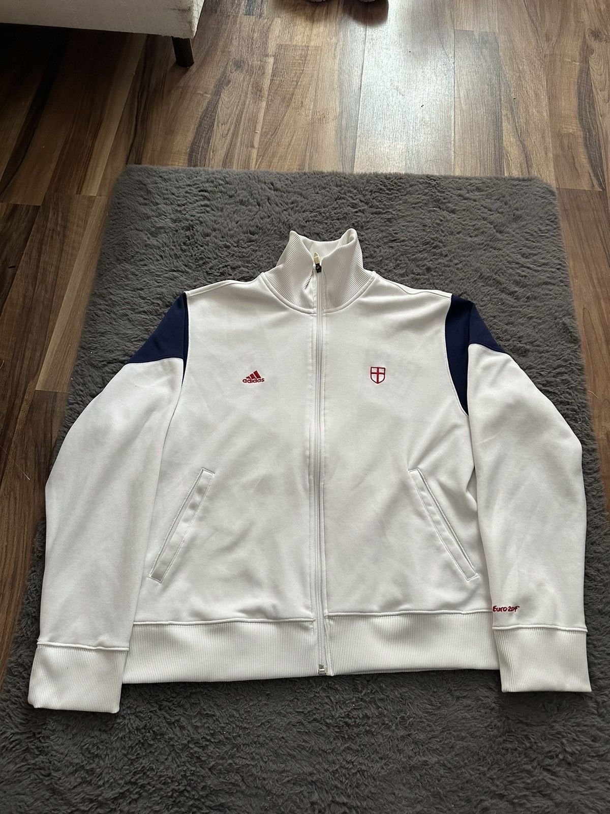 image of Vintage Adidas Uefa Euro 2004 Sweatshirt in White, Men's (Size Medium)