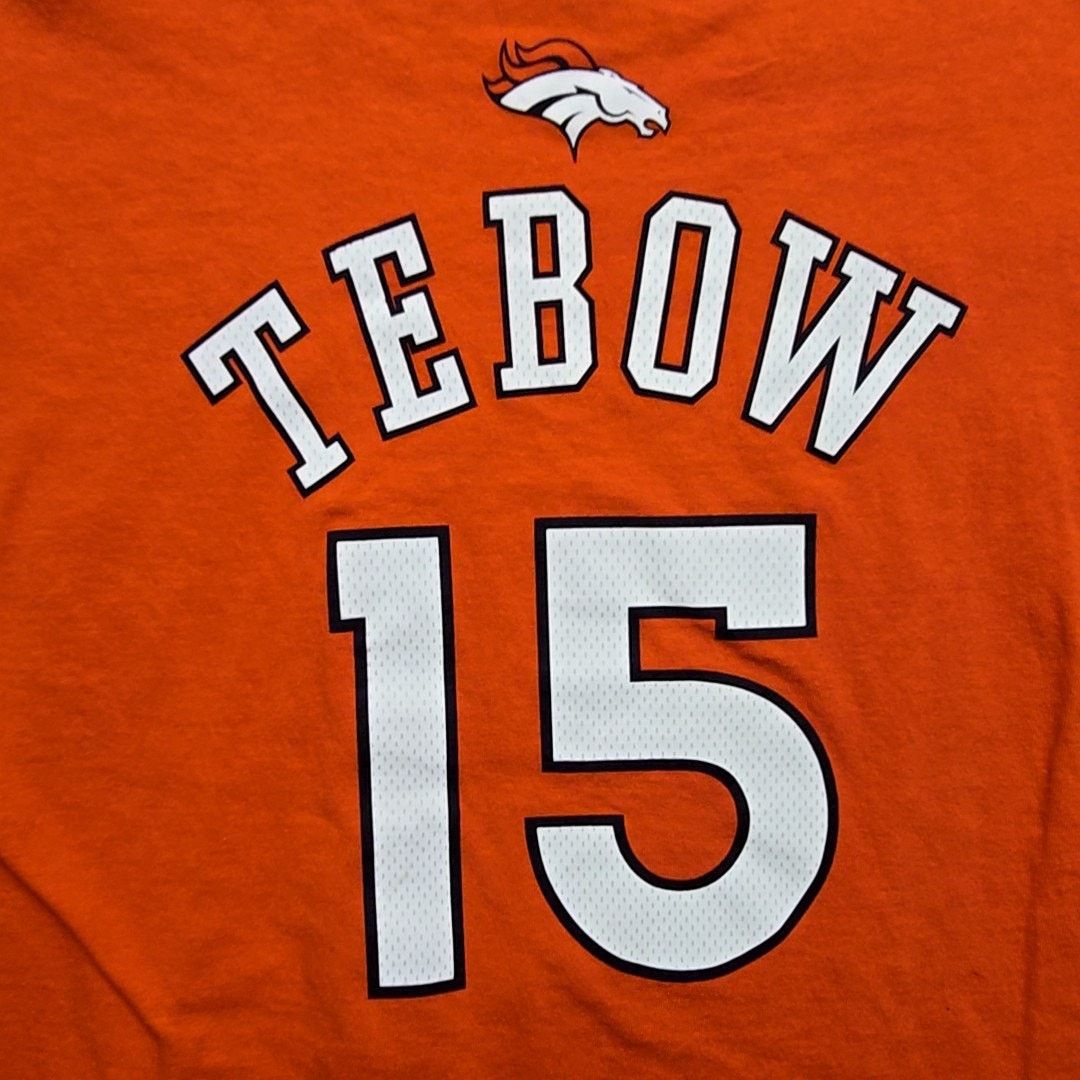Reebok Broncos Tebow 15 Orange Graphic Tee NFL Football L Shirt Size US L / EU 52-54 / 3 - 2 Thumbnail