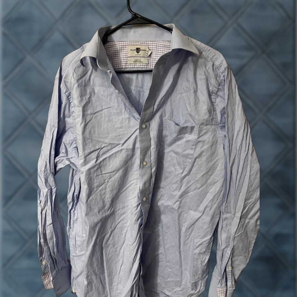 Essentials Black Brown Essentials Classic Fit Dress Shirt Men 17 36/37 Long Sleeve Blue Size 46R - 1 Thumbnail