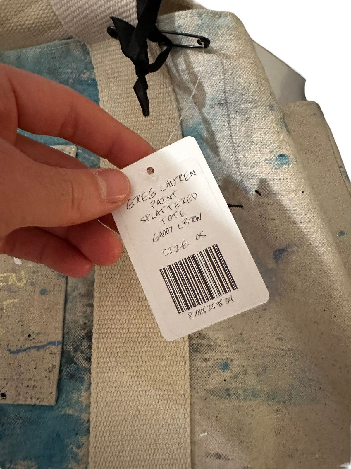 Greg Lauren Paint Splattered Beige Tote Size ONE SIZE - 5 Thumbnail