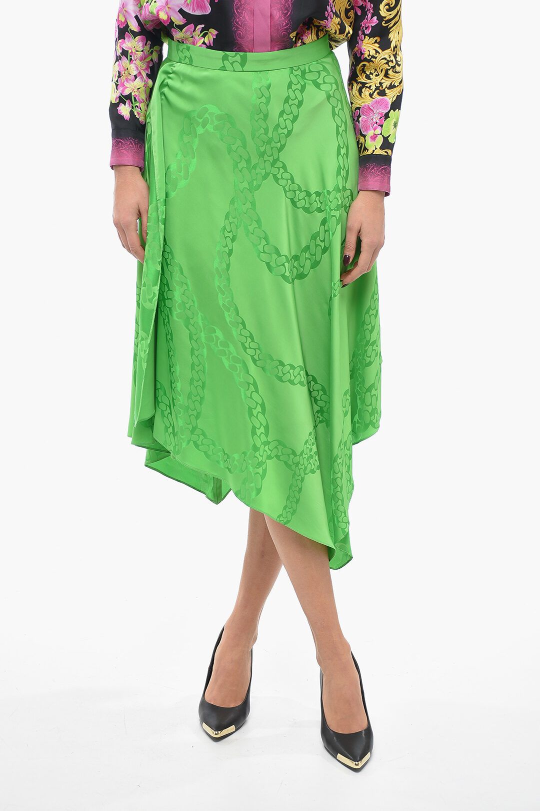Stella McCartney og1mm0824 Silk Blend Midi Skirt in Green Size 27" / US 4 / IT 40 - 1 Thumbnail