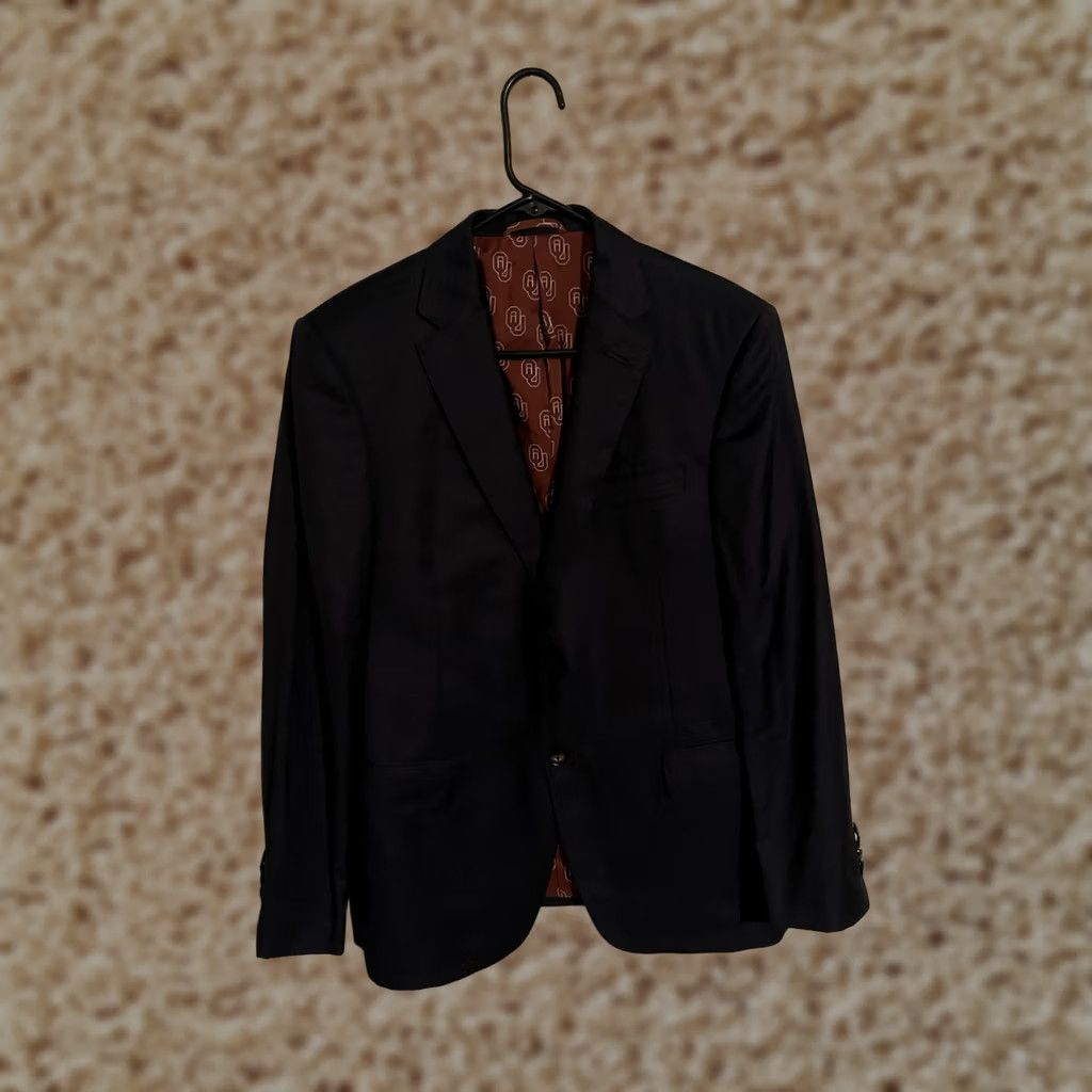 BREDA Reda 1865 Oklahoma Sooners Navy Blue Wool Blazer Suit Jacket Men's 40R Liner Size 40R - 1 Thumbnail