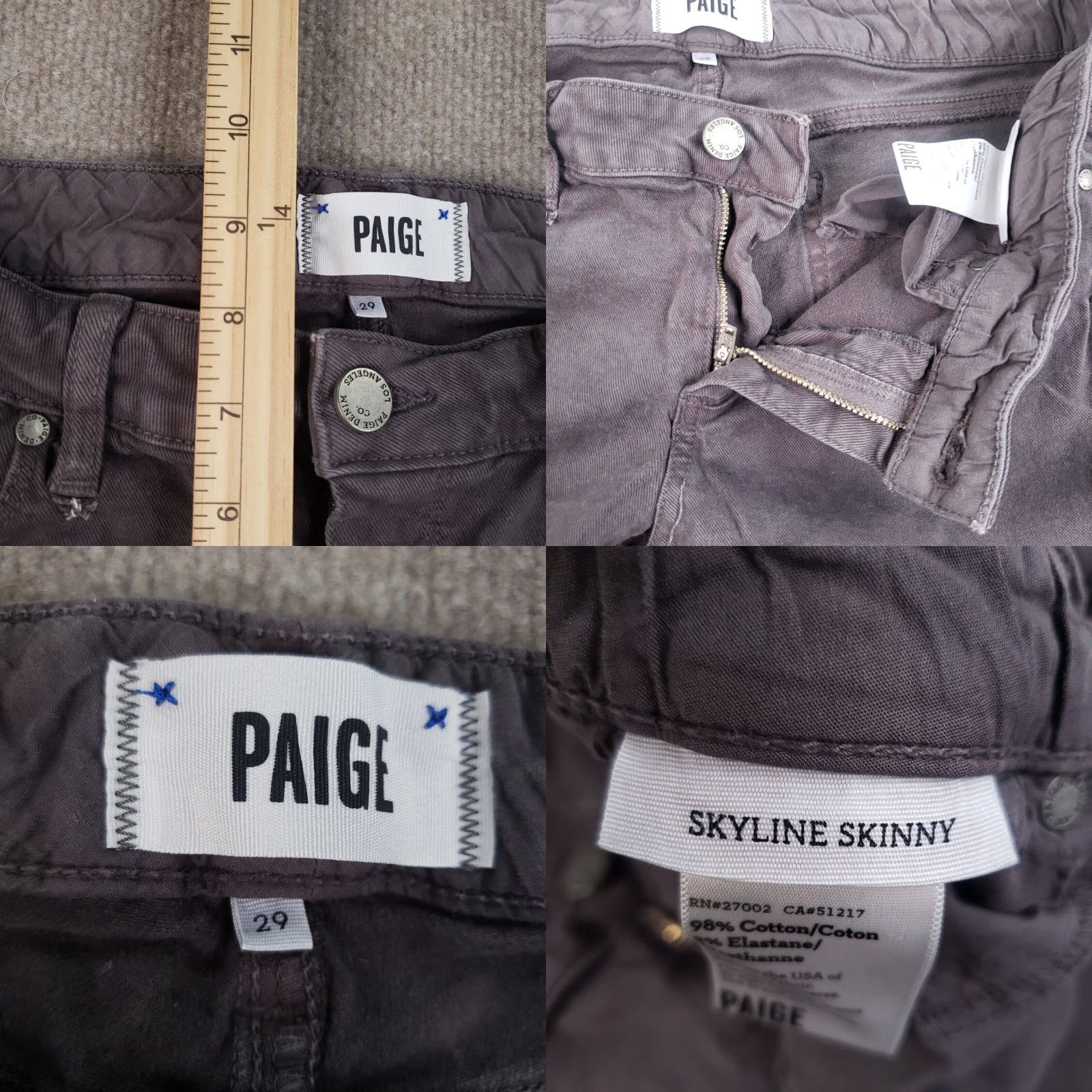 Paige VINTAGE Paige Skinny Jeans Womens Low Rise 29x30 Gray Denim Stretch 90s Casual Womens Size 29" - 8 Thumbnail