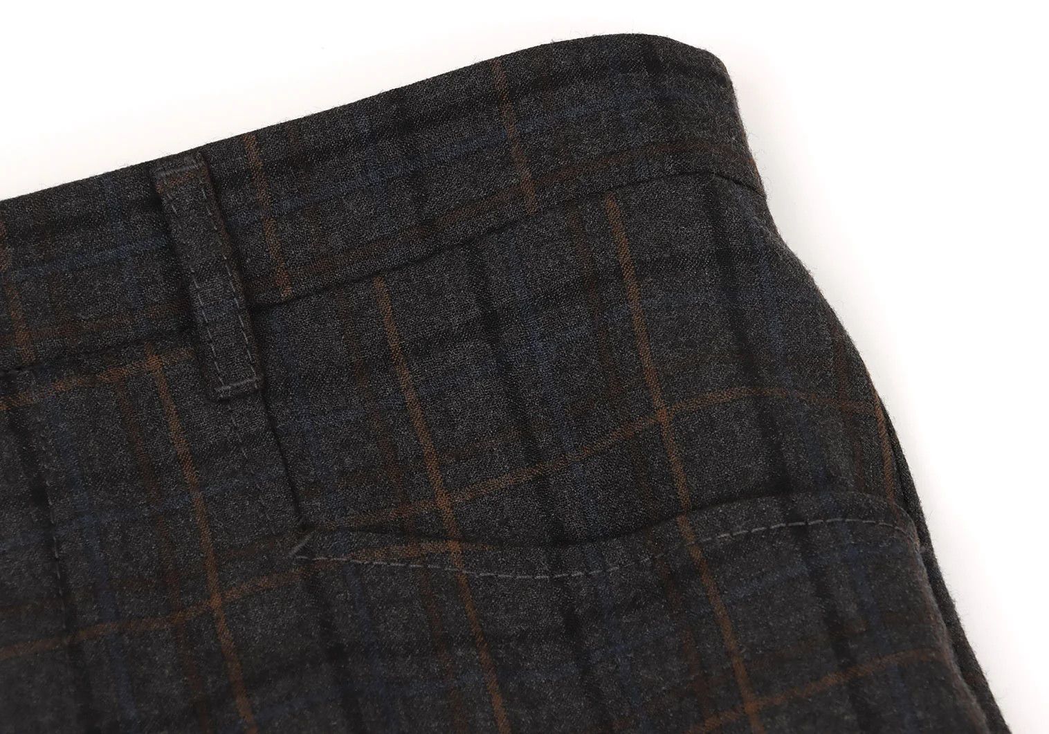 Maison Margiela Wool Overcheck Tapered Pants in Gray-Brown-Blue, Size 44 Size US 28 / EU 44 - 3 Thumbnail