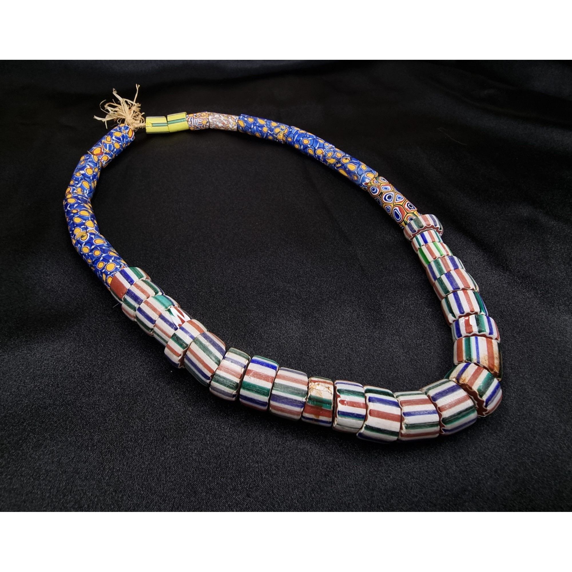 Vintage Antique African Trade Bead Necklace With Chevron & Millefior Size ONE SIZE - 5 Thumbnail