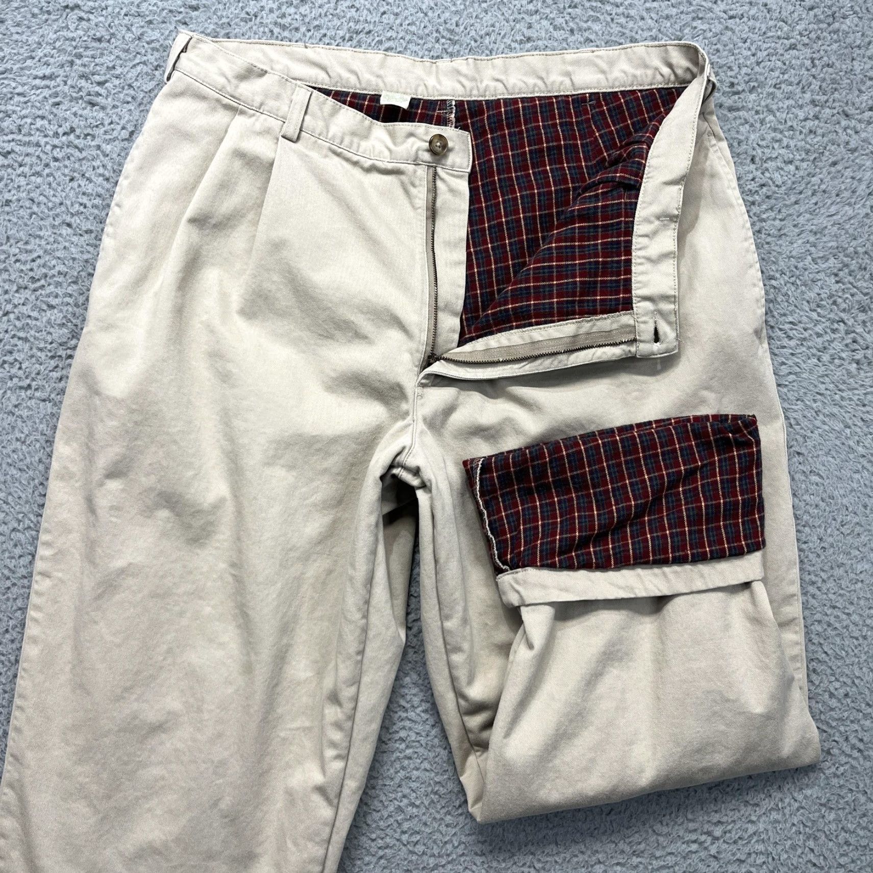 Vintage VINTAGE L.L. Bean Pants Mens 38x30 Khaki Flannel Lined Chino Pleated Beige Classic Sl... Size US 38 / EU 54 - 2 Thumbnail