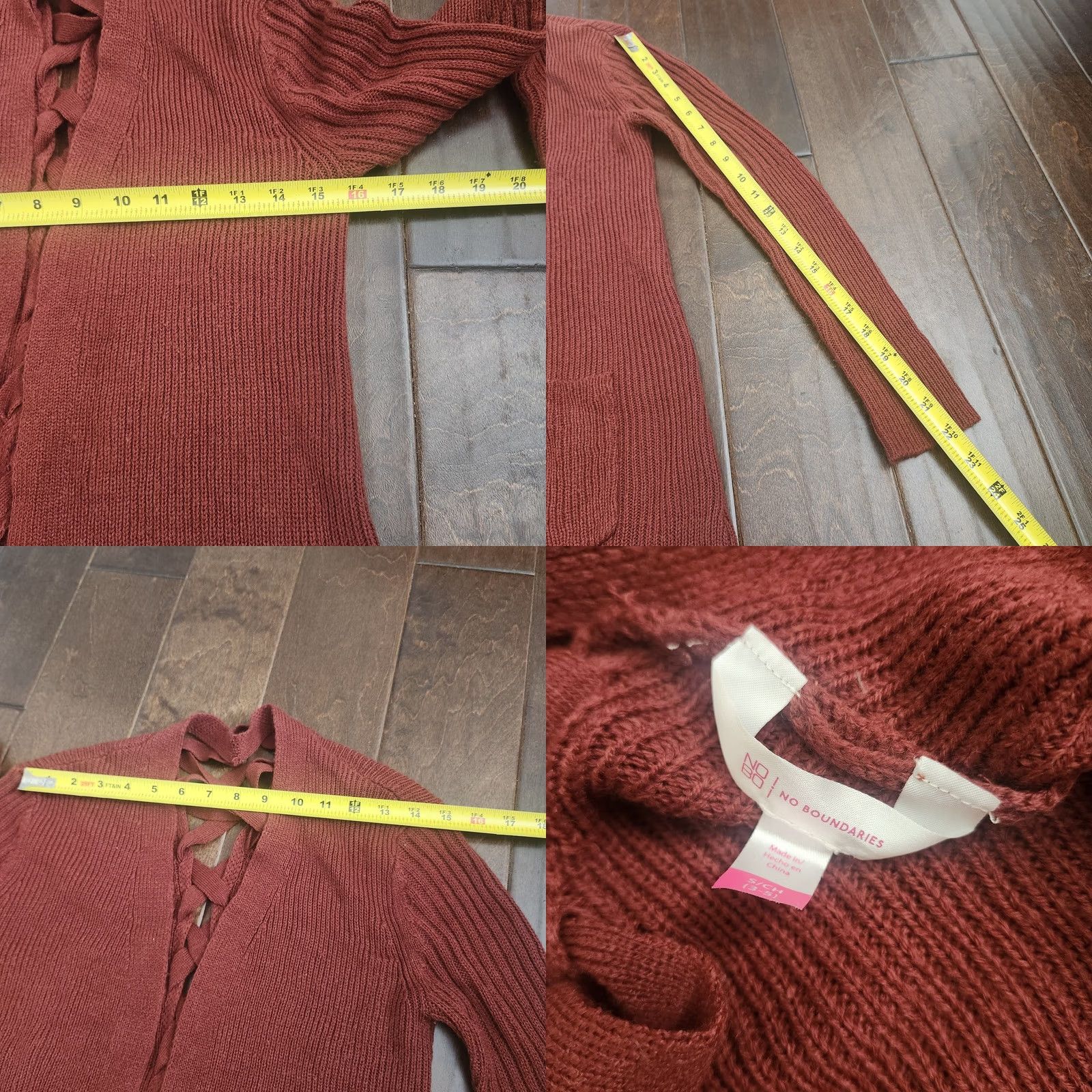 Vintage No Boundaries Cardigan Sweater Pocket Red Small 3-5 Womens Long Sleeve Regular" Size XS / US 0-2 / IT 36-38 - 9 Thumbnail