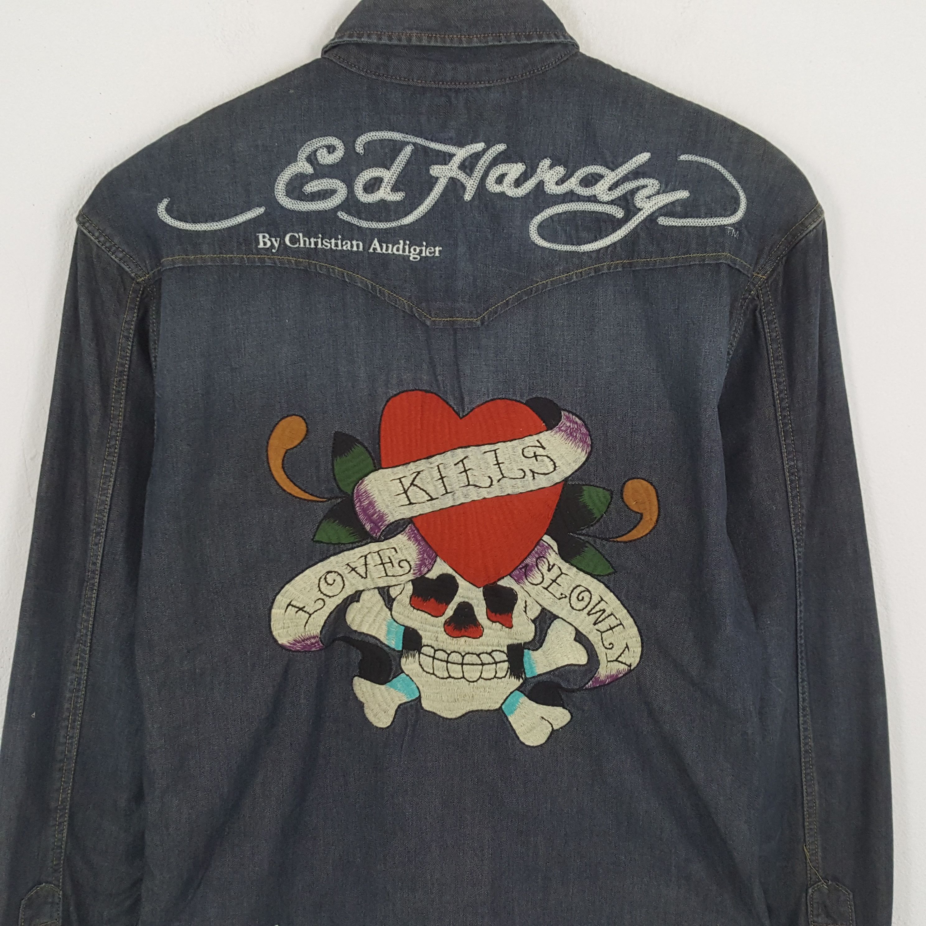Christian Audigier × Ed Hardy × Vintage ED HARDY Designer Brand Fashion Style Skulls Design Shirt Size US XL / EU 56 / 4 - 2 Thumbnail