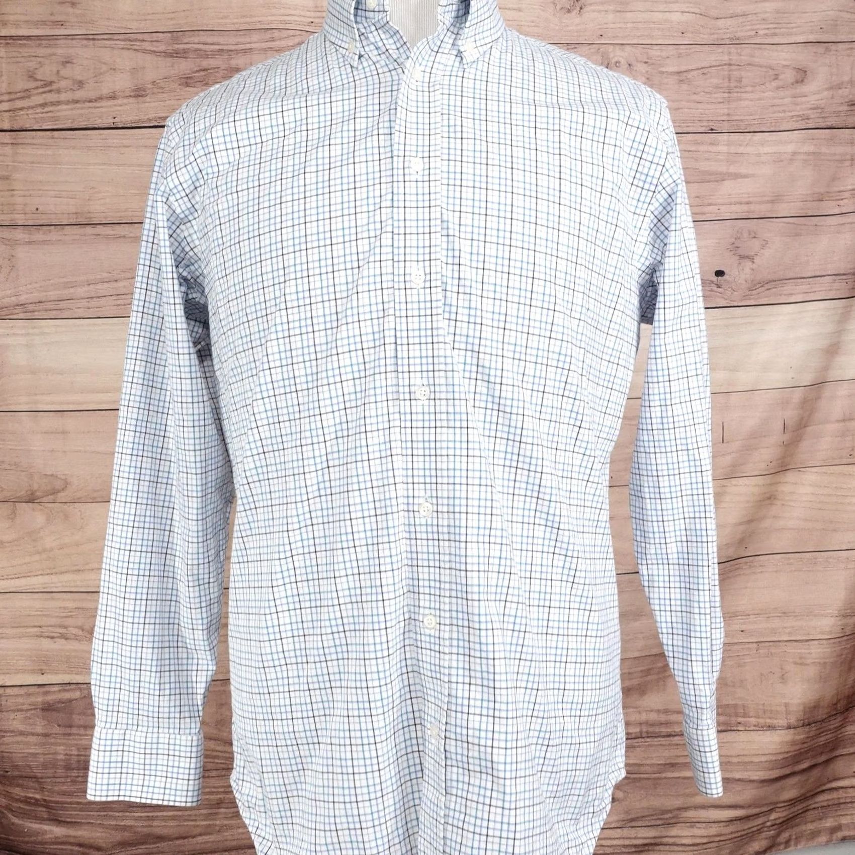 Jos. A. Bank Jos. A. Bank Dress Shirt Mens 16 32/33 Tailored Fit Check Button-Down Collar Cotton Spandex Slim Fit Business ShirtMens Size 42R - 3 Thumbnail