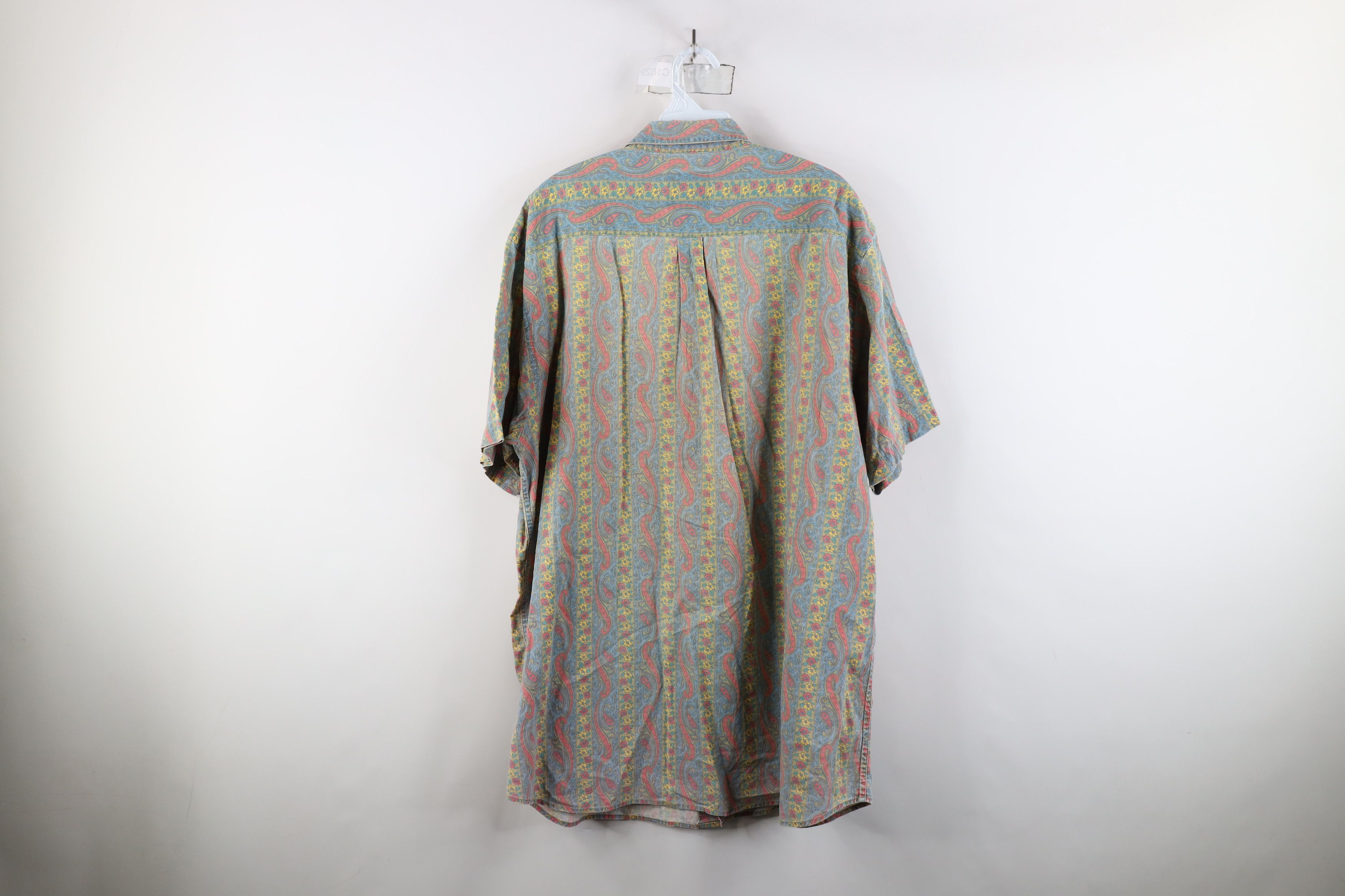 Vintage Vintage 90s Streetwear Flower Paisley Baggy Button Shirt Size US XL / EU 56 / 4 - 11 Thumbnail