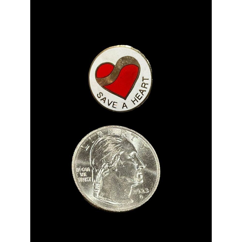 Jewelry × Vintage Vintage Gold Tone Save A Heart Enamel Brooch Pin Size ONE SIZE - 4 Thumbnail