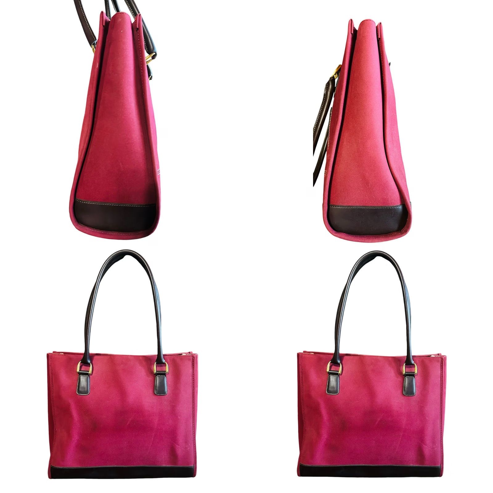 Vintage Diane Von Furstenberg Burgundy Canvas Suede Tote Women Purse Handbag Size ONE SIZE - 8 Thumbnail