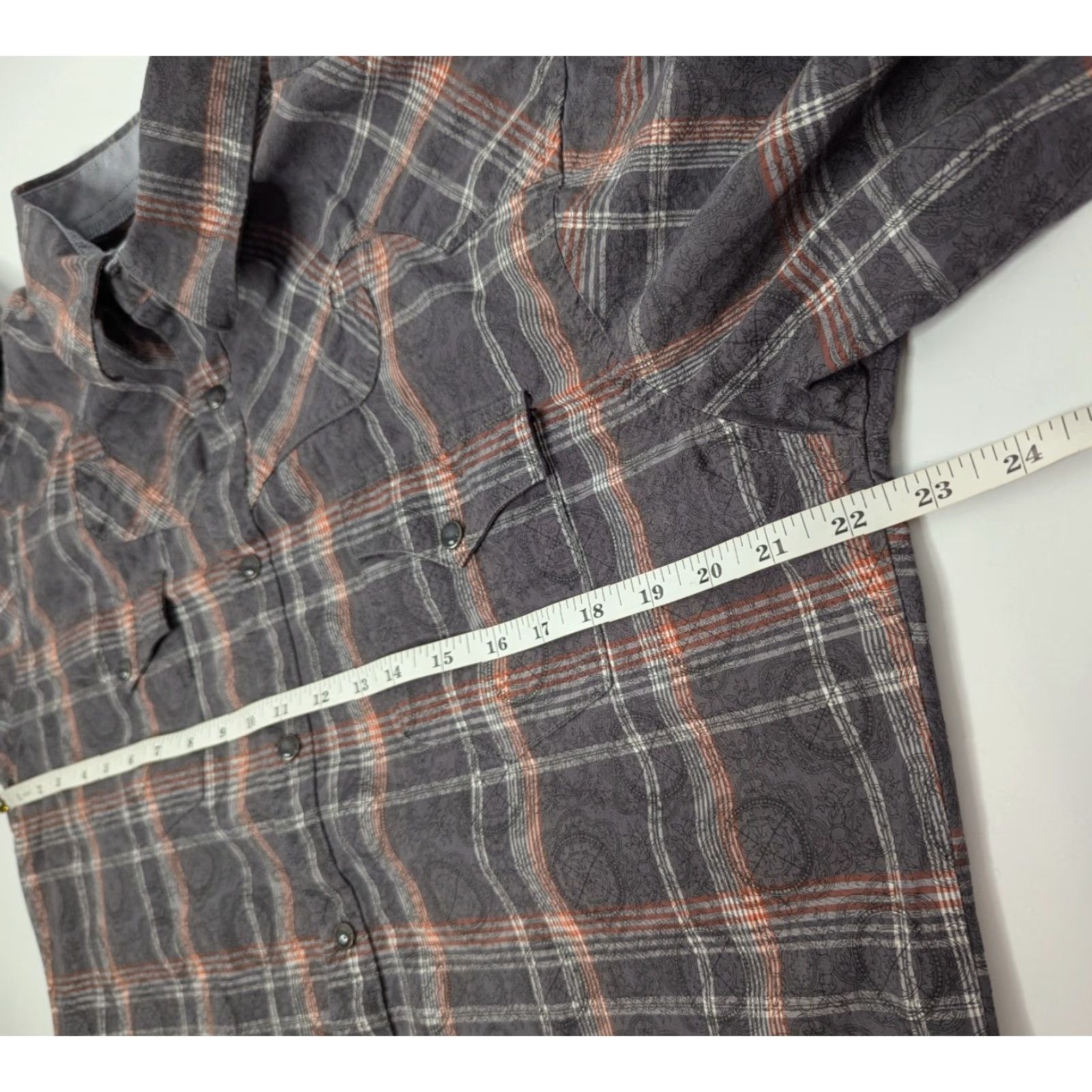 Wrangler Wrangler Retro Western Pearl Snap Long Sleeve Premium Shirt MVR185M Big & Tall Gray Cotton Button-Up Plaid Cowboy Western Mens Clothing Size US L / EU 52-54 / 3 - 7 Thumbnail