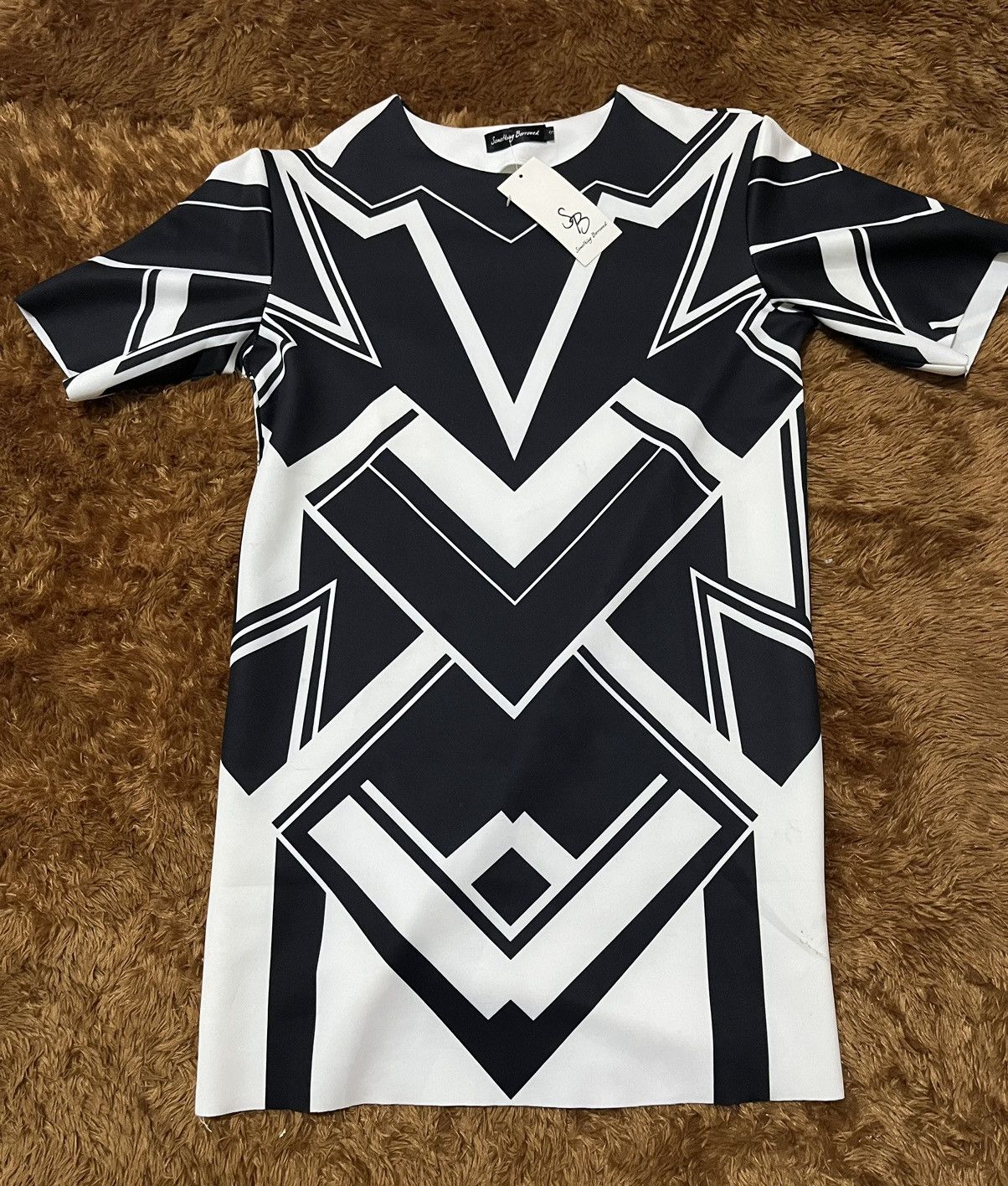 Japanese Brand Something Borrowed Abstract Art Printed Midi Dress Size S / US 4 / IT 40 - 1 Thumbnail