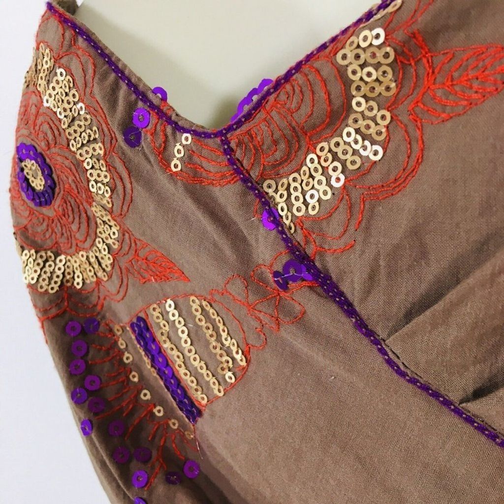 Other Sz L Boho Embroidered Sequin Peplum Top Size L / US 10 / IT 46 - 4 Thumbnail