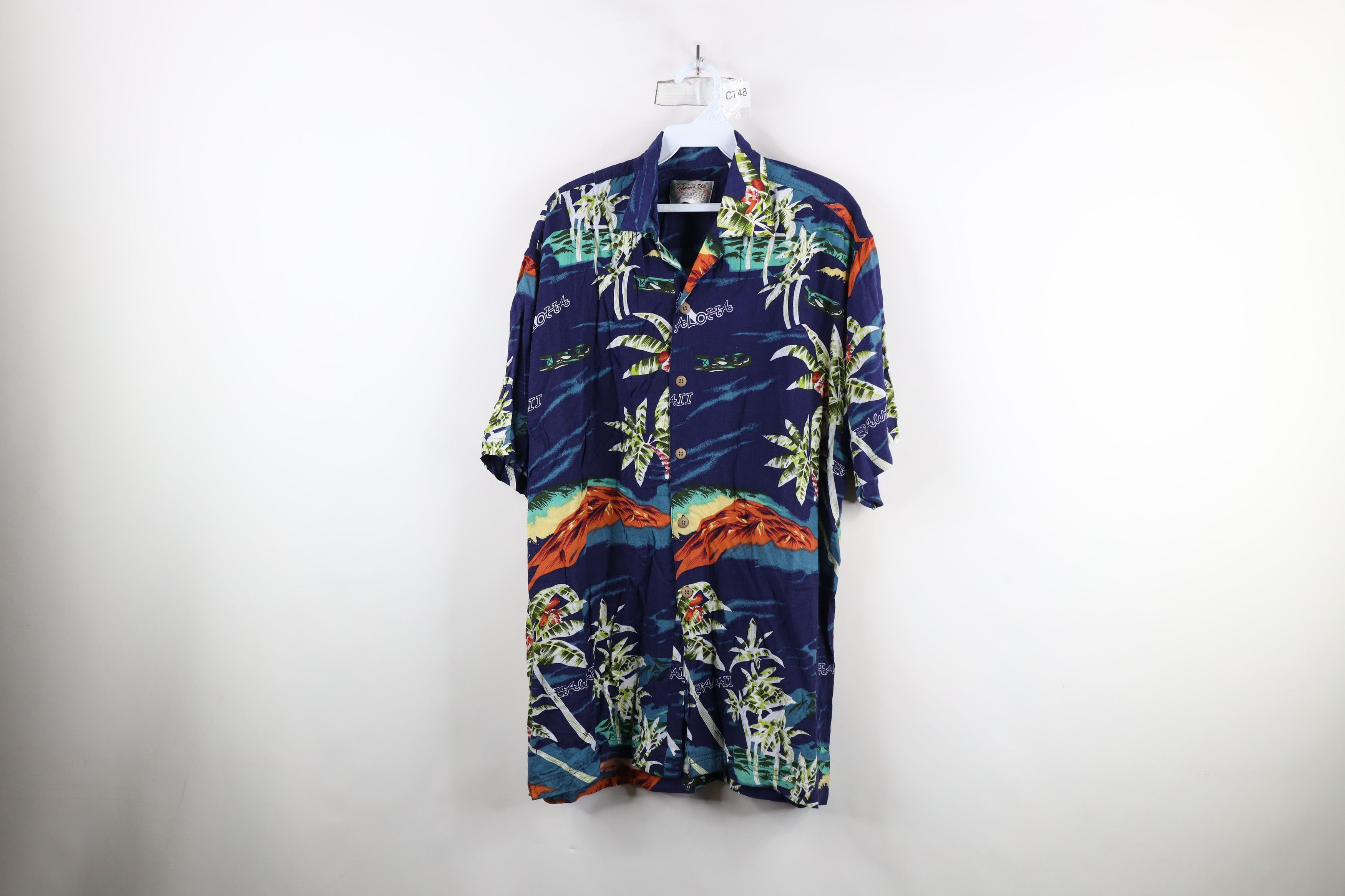 Vintage Vintage 90s Streetwear Rayon Hawaiian Airplane Button Shirt Size US L / EU 52-54 / 3 - 1 Thumbnail