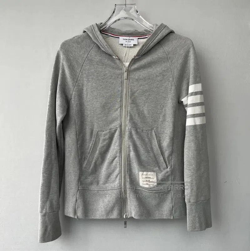 Thom Browne Thom Browne Gray Zip-Up Hoodie for Men . Size US M / EU 48-50 / 2 - 1 Thumbnail