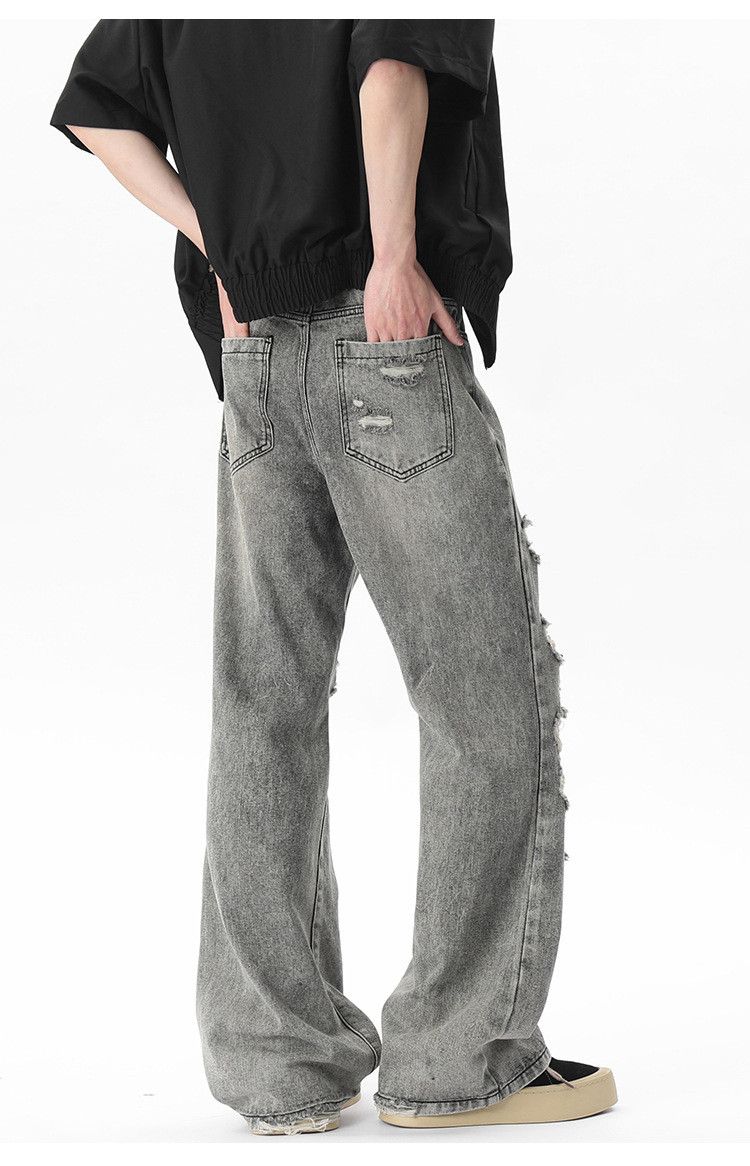Japanese Brand Men's trendy retro loose wide-leg ripped jeans Size US 32 / EU 48 - 5 Thumbnail