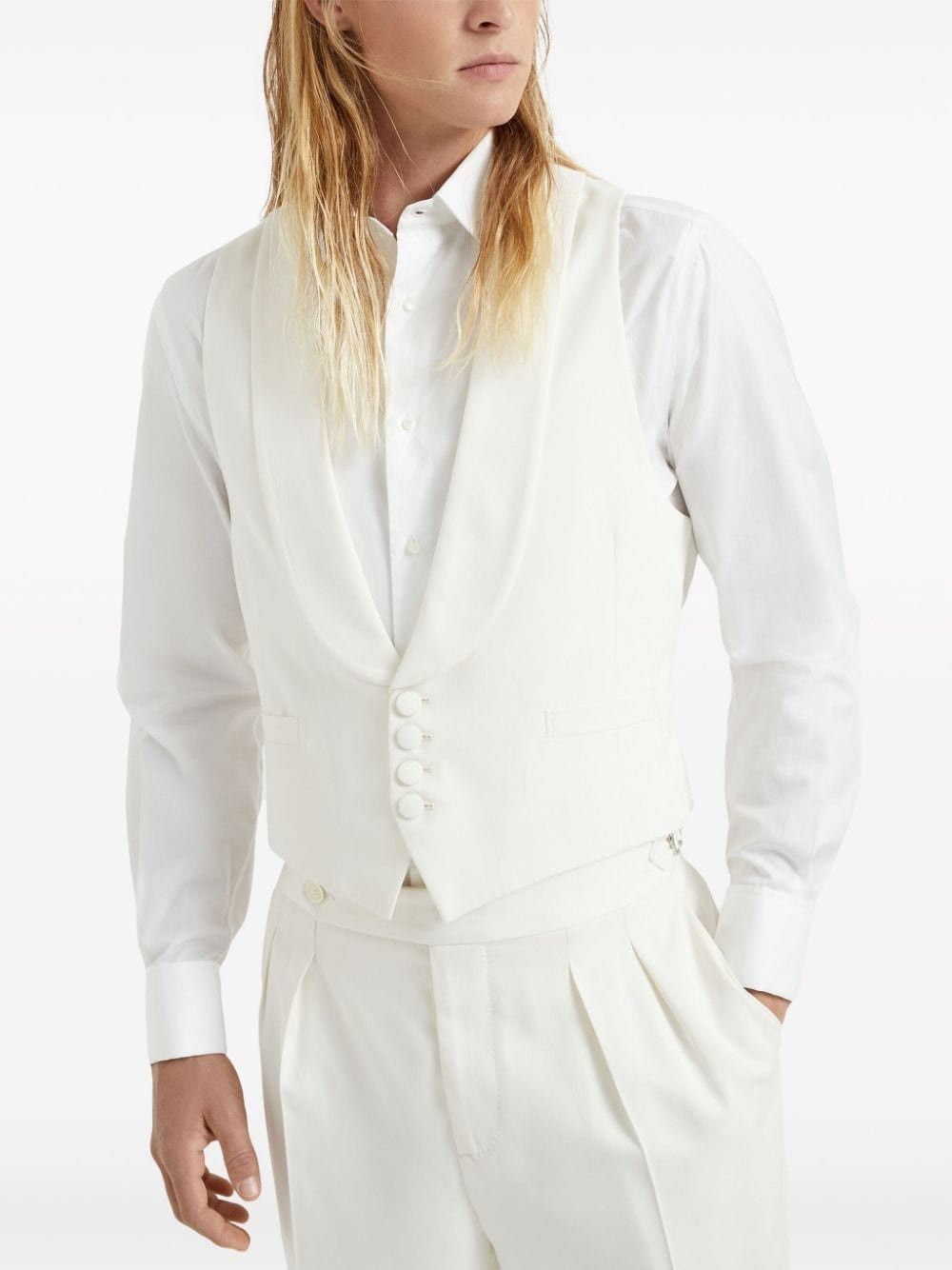 Brunello Cucinelli Waistcoat in Open White Size US S / EU 44-46 / 1 - 1 Thumbnail
