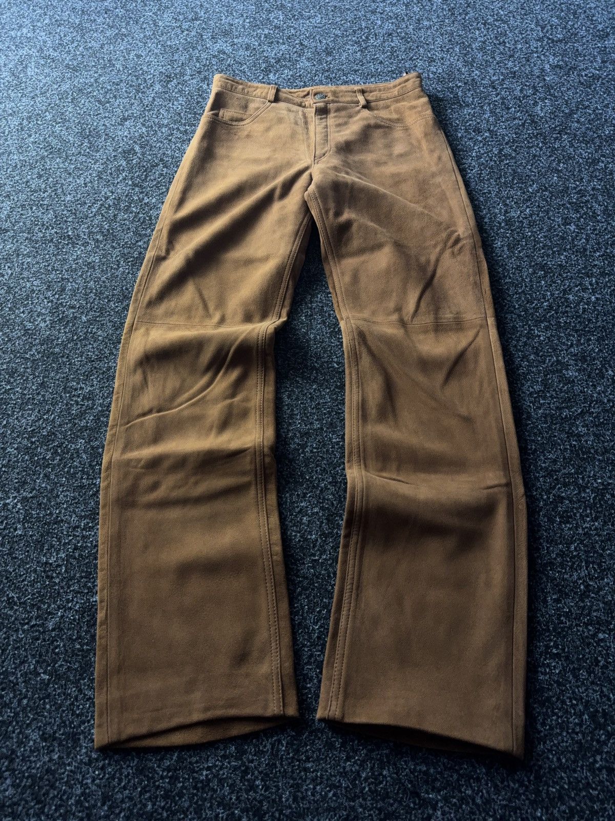 Vintage Faux Suede Brown Pants 90s Western Style Italy