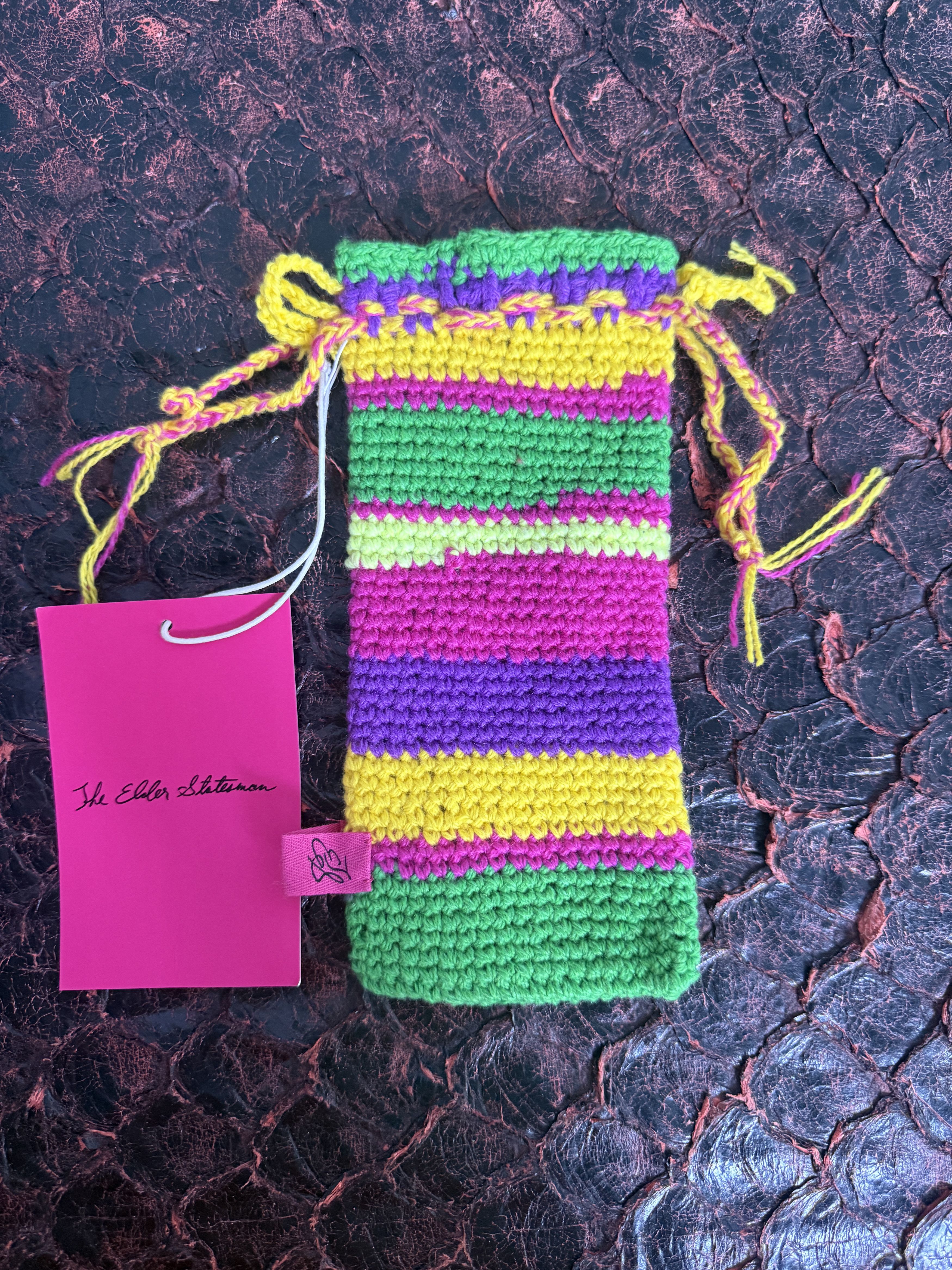The Elder Statesman $250 The Elder Statesman Crochet Cashmere Eyeglass Pouch Size ONE SIZE - 1 Thumbnail