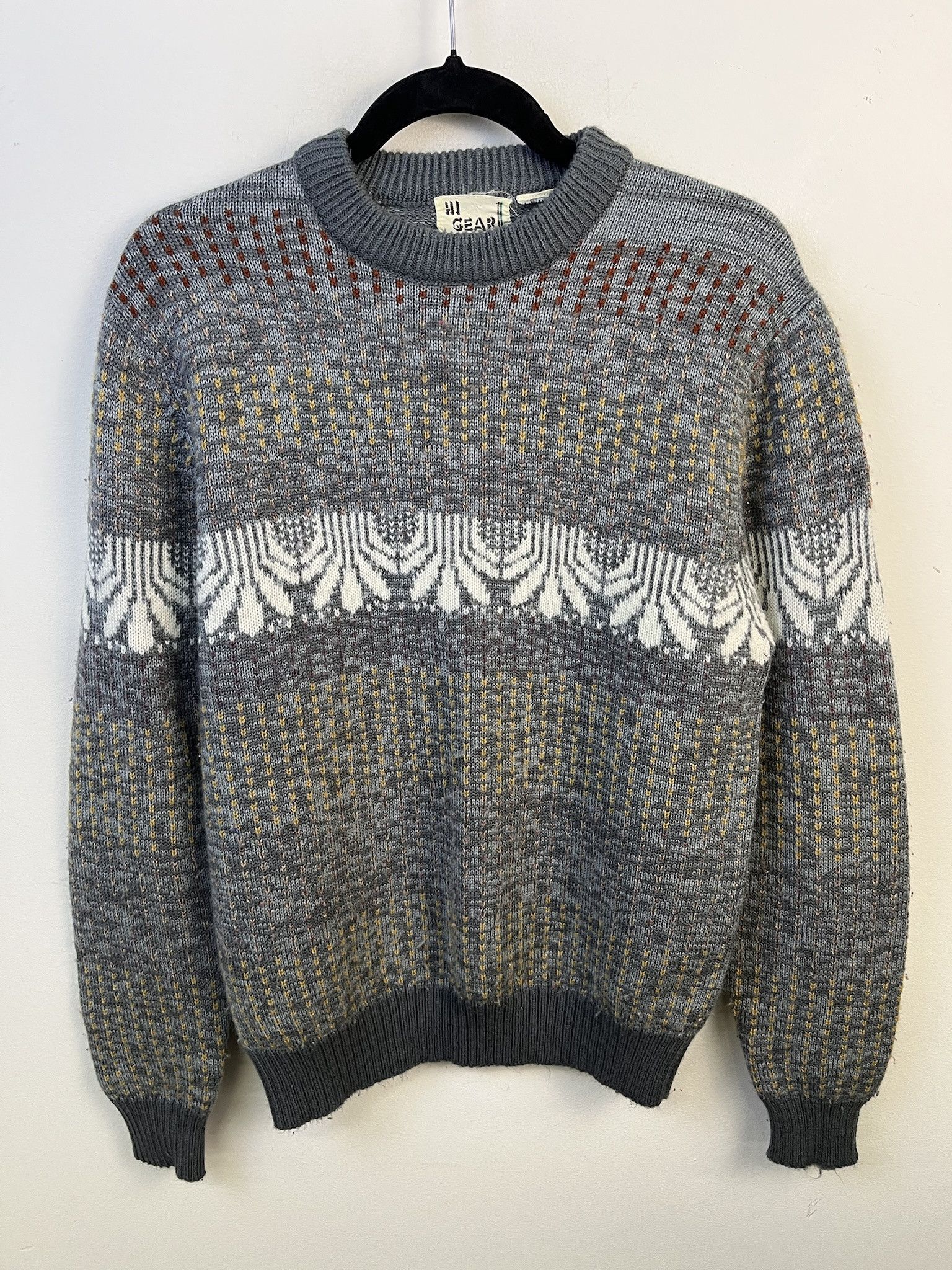 Vintage Vintage Knit Sweater 1990s Thick Knit Hi Gear Grey Stripe Pattern Sweater Size S Size US S / EU 44-46 / 1 - 1 Thumbnail
