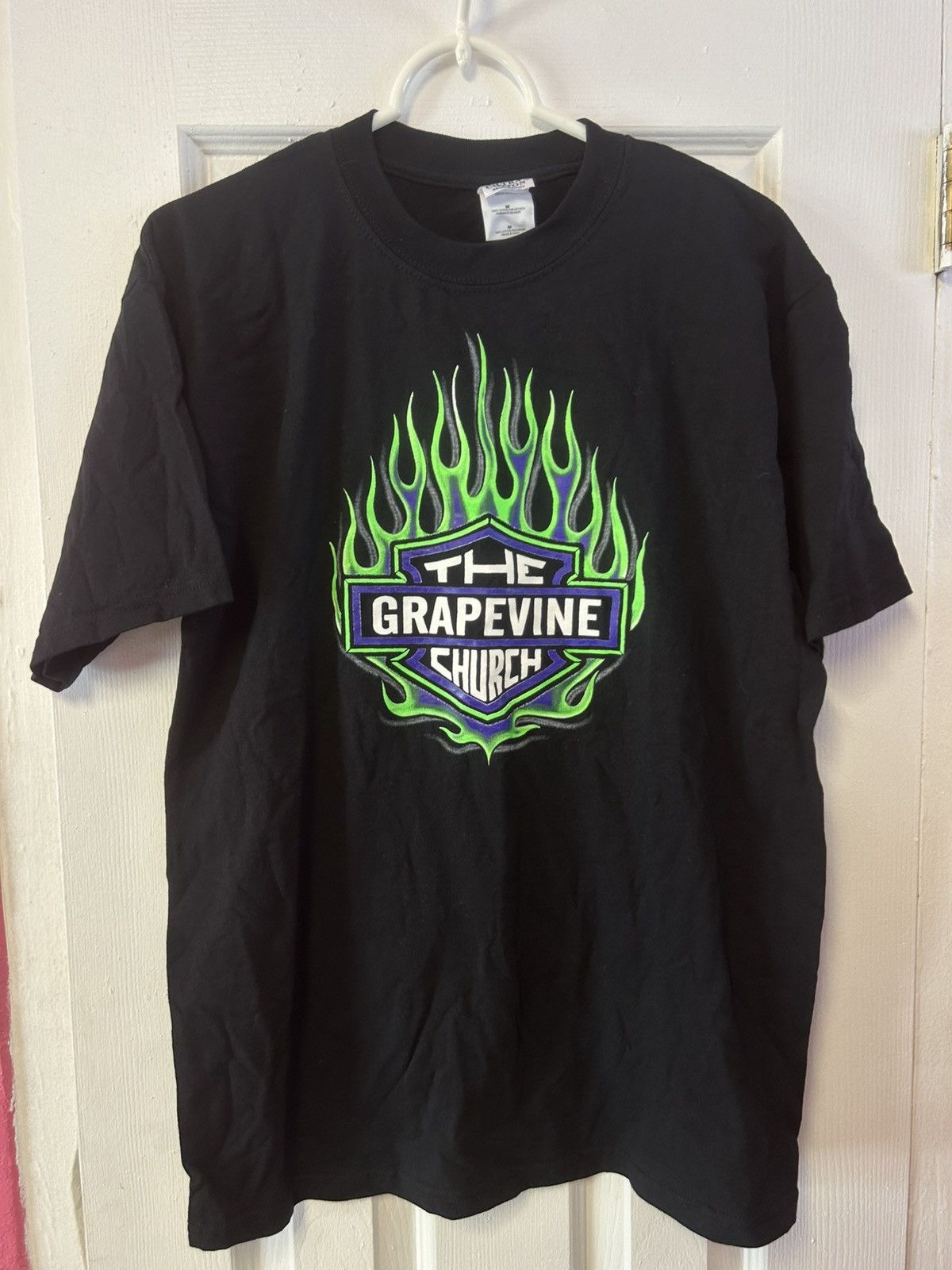 Harley Davidson HD Spoof The Grapevine Church Green Flame Graphic Tshirt Size US M / EU 48-50 / 2 - 1 Thumbnail