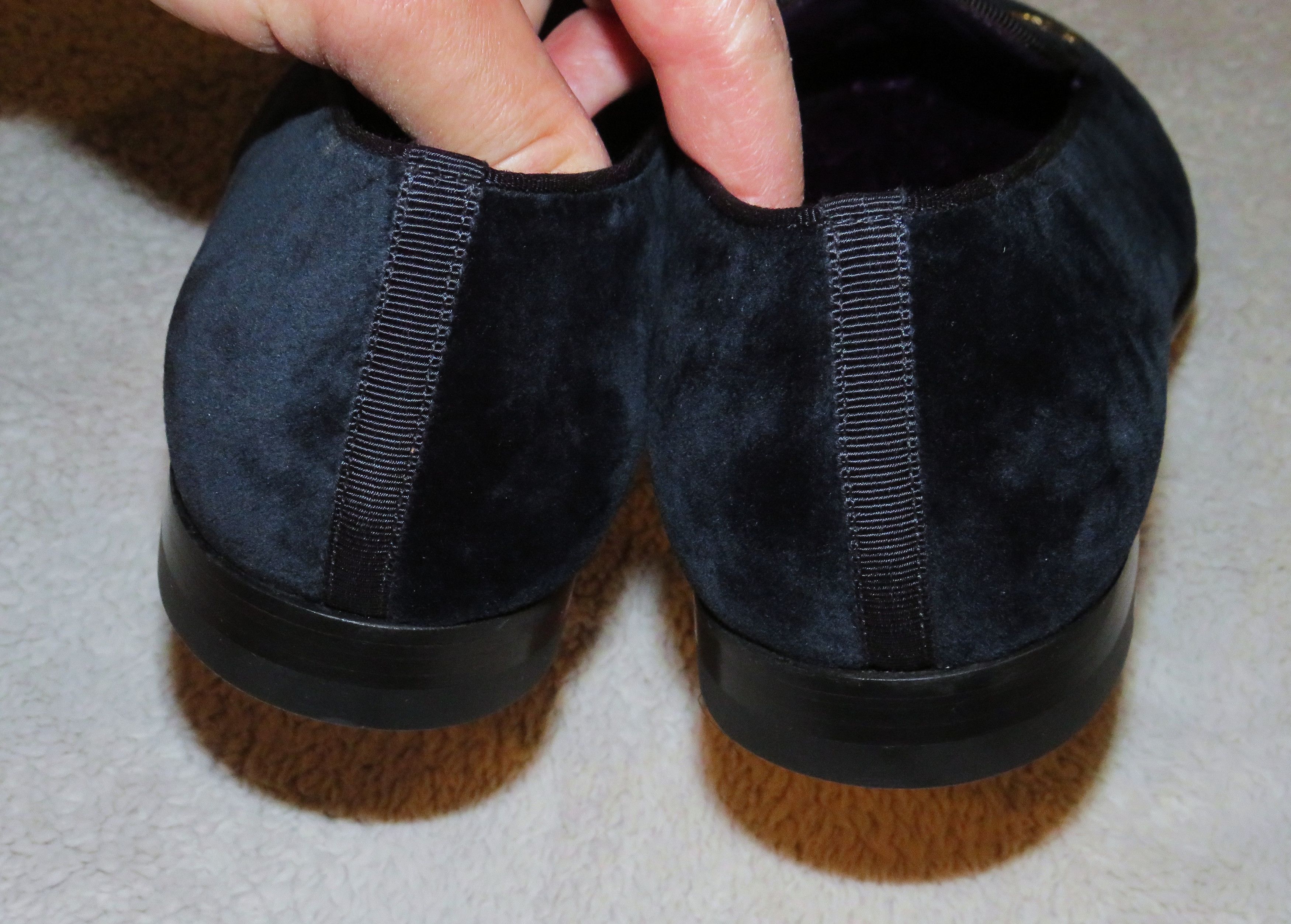 Ralph Lauren Purple Label Alonzo Navy Gold Bullion RL Velvet Slipper 8D NWB Size US 8 / EU 41 - 9 Thumbnail