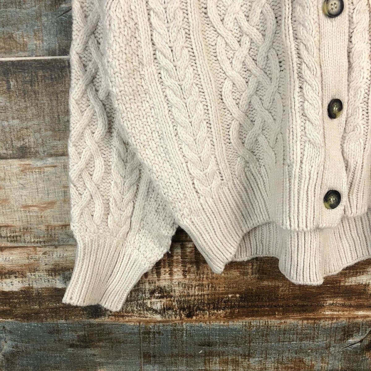 GU × Homespun Knitwear GU Brown Patterned Cardigan cable knitwear japan #A2318 Size M / US 6-8 / IT 42-44 - 7 Thumbnail
