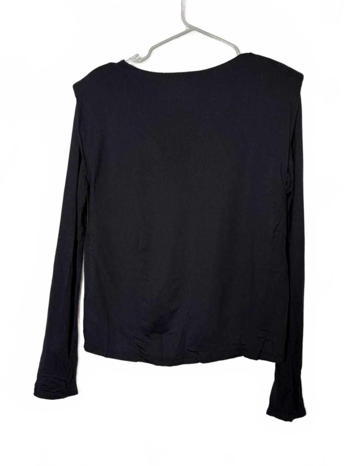 Other Modern Shoulder Pad Basic Black Long Sleeve Fitted Tee Size S / US 4 / IT 40 - 4 Thumbnail