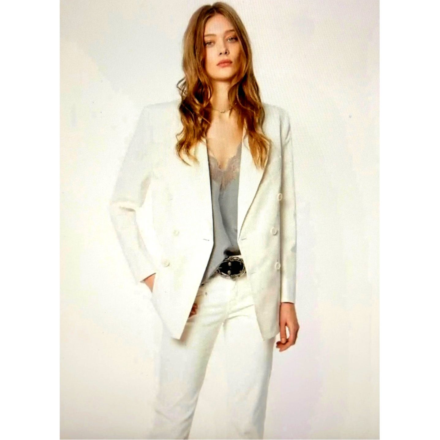 Zadig & Voltaire Zadig & Voltaire Vina Coton Blazer - Cream- size 40 (4) Size S / US 4 / IT 40 - 3 Thumbnail