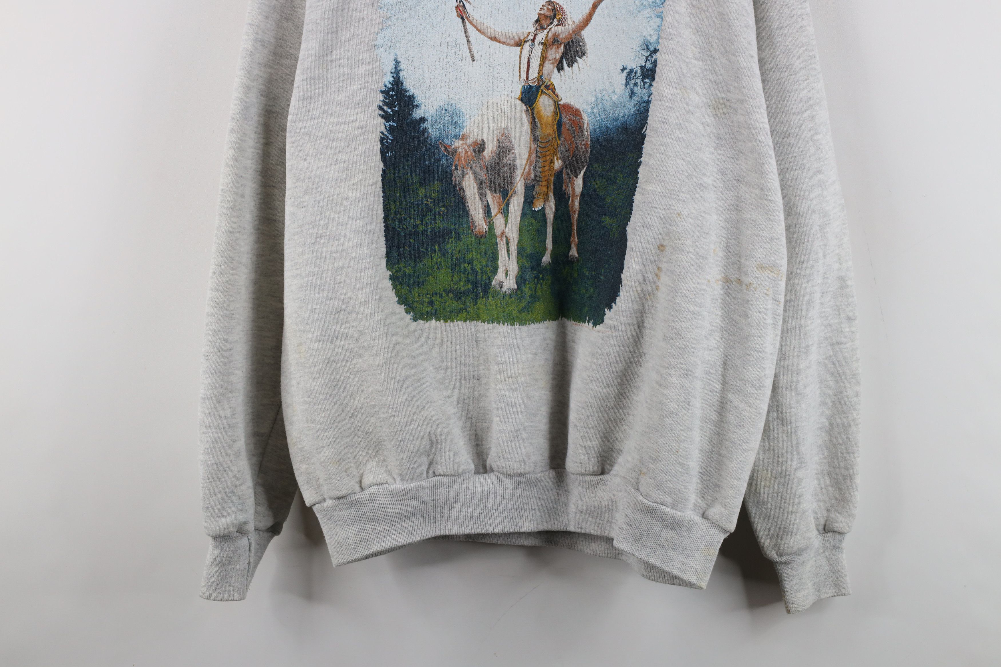 Vintage Vintage 90s Streetwear Horse Indian Crewneck Sweatshirt USA Size US XL / EU 56 / 4 - 3 Thumbnail