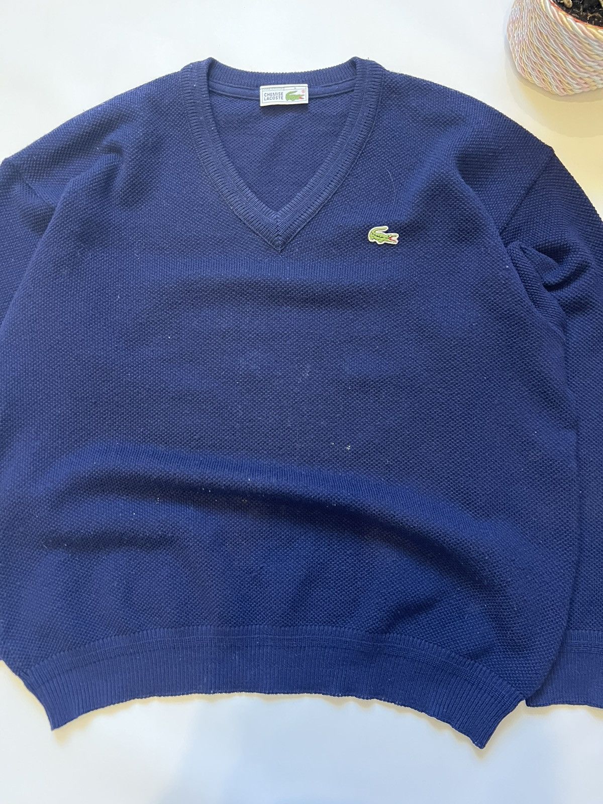 Lacoste Vintage Lacoste Blue Sweater V Neck Size US L / EU 52-54 / 3 - 2 Thumbnail