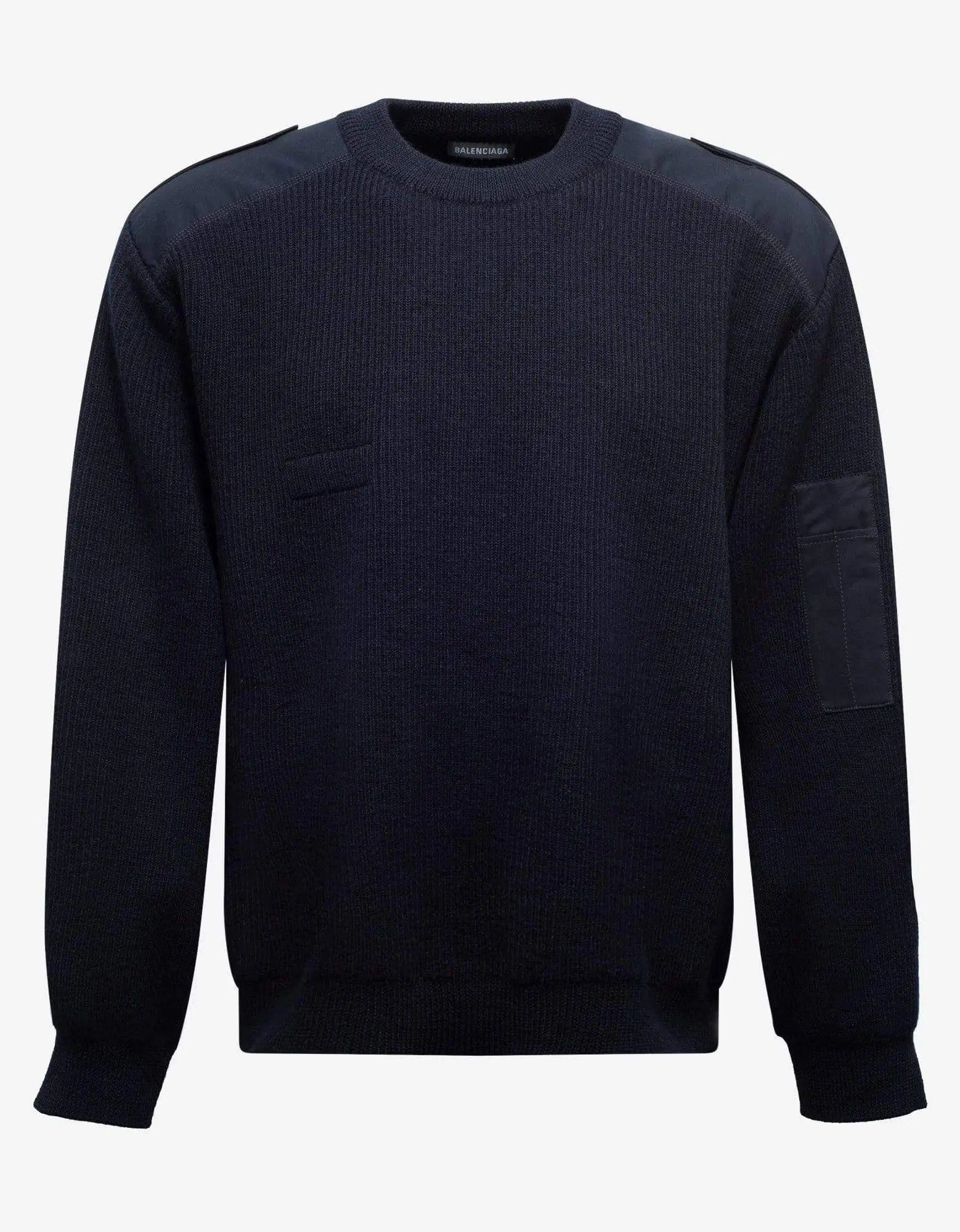 Balenciaga Balenciaga Navy Blue Logo Panelled Sweater Size US L / EU 52-54 / 3 - 1 Thumbnail