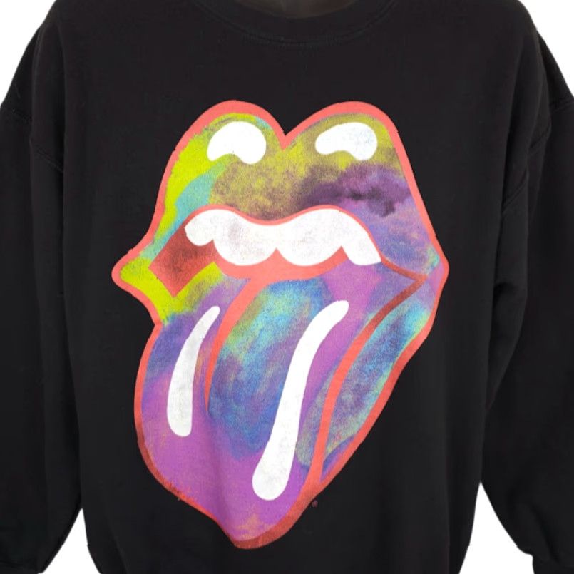 Rainbow VINTAGE Rolling Stones Sweatshirt Mens Large Black Rainbow Tongue Logo Rock Band Size US L / EU 52-54 / 3 - 2 Thumbnail