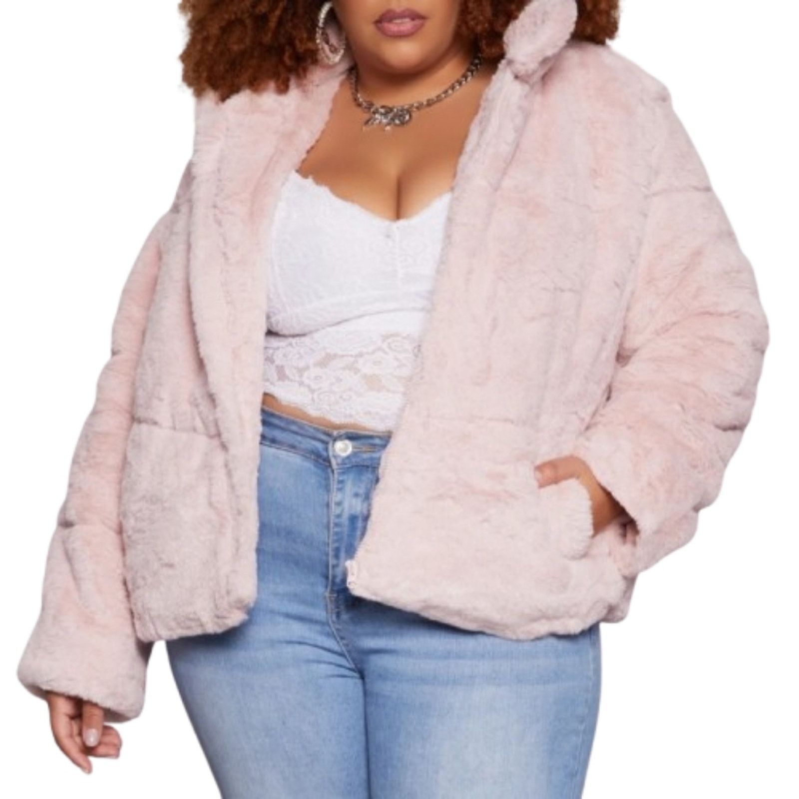Other Ambiance ☆ Blush Faux Fur ☆ Zip Front Teddy Jacket 3x ☆ NWT Size 3XL / US 20-22 - 2 Thumbnail