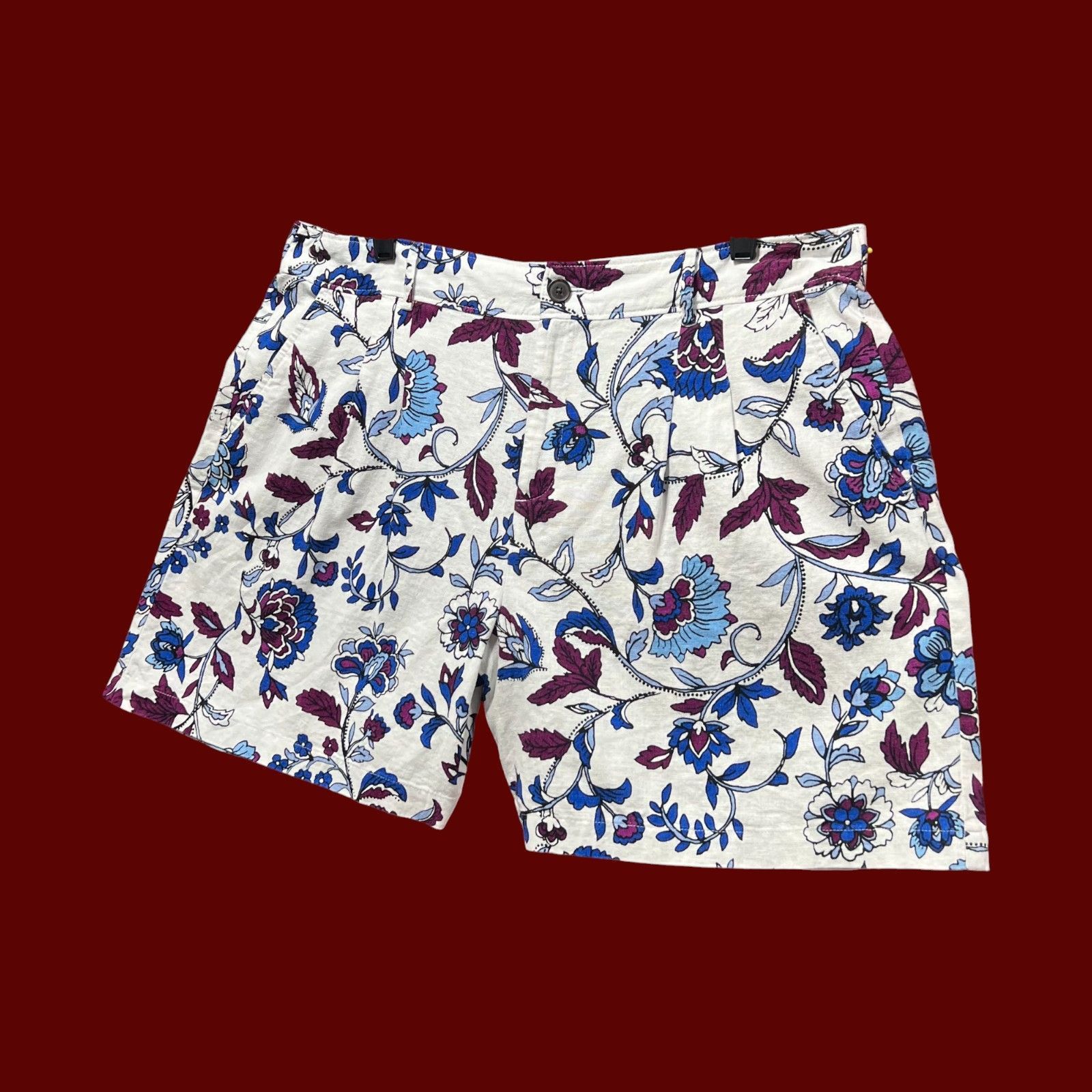 Other Liz Claiborne - Women's Mid-Rise Pleated Short - White Flora Size 36" / US 14 / IT 50 - 20 Thumbnail