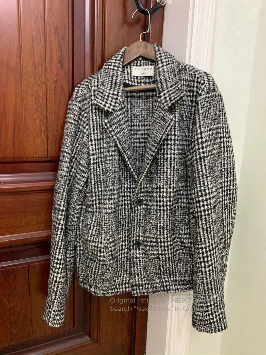Men's Wool Coat with Check Pattern.