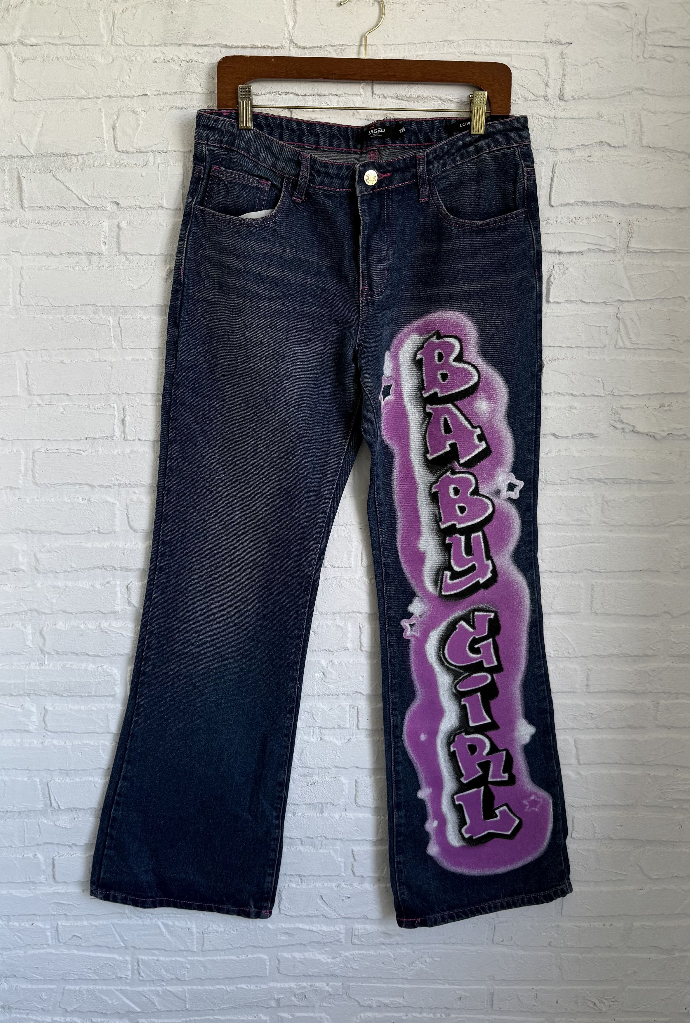 Jaded London y2k Jaded Baby girl graffiti tag low rise jeans Size US 31 - 1 Thumbnail