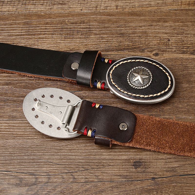 Leather Copper Buckle Leather Belt Size ONE SIZE - 4 Thumbnail