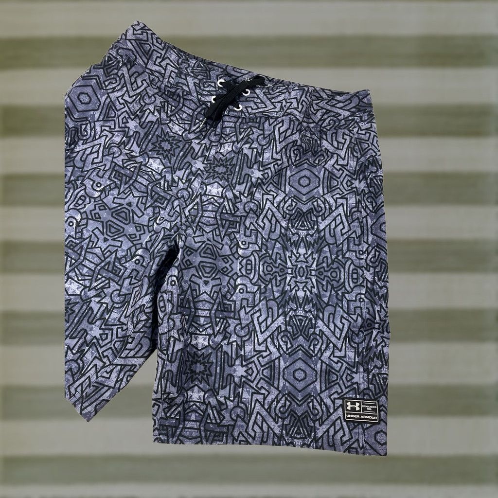 Under Armour Under Armour Board Shorts Swim Trunks Men 34 Gray Geometric Draw String Regular Loose Fit Size US 34 / EU 50 - 1 Thumbnail